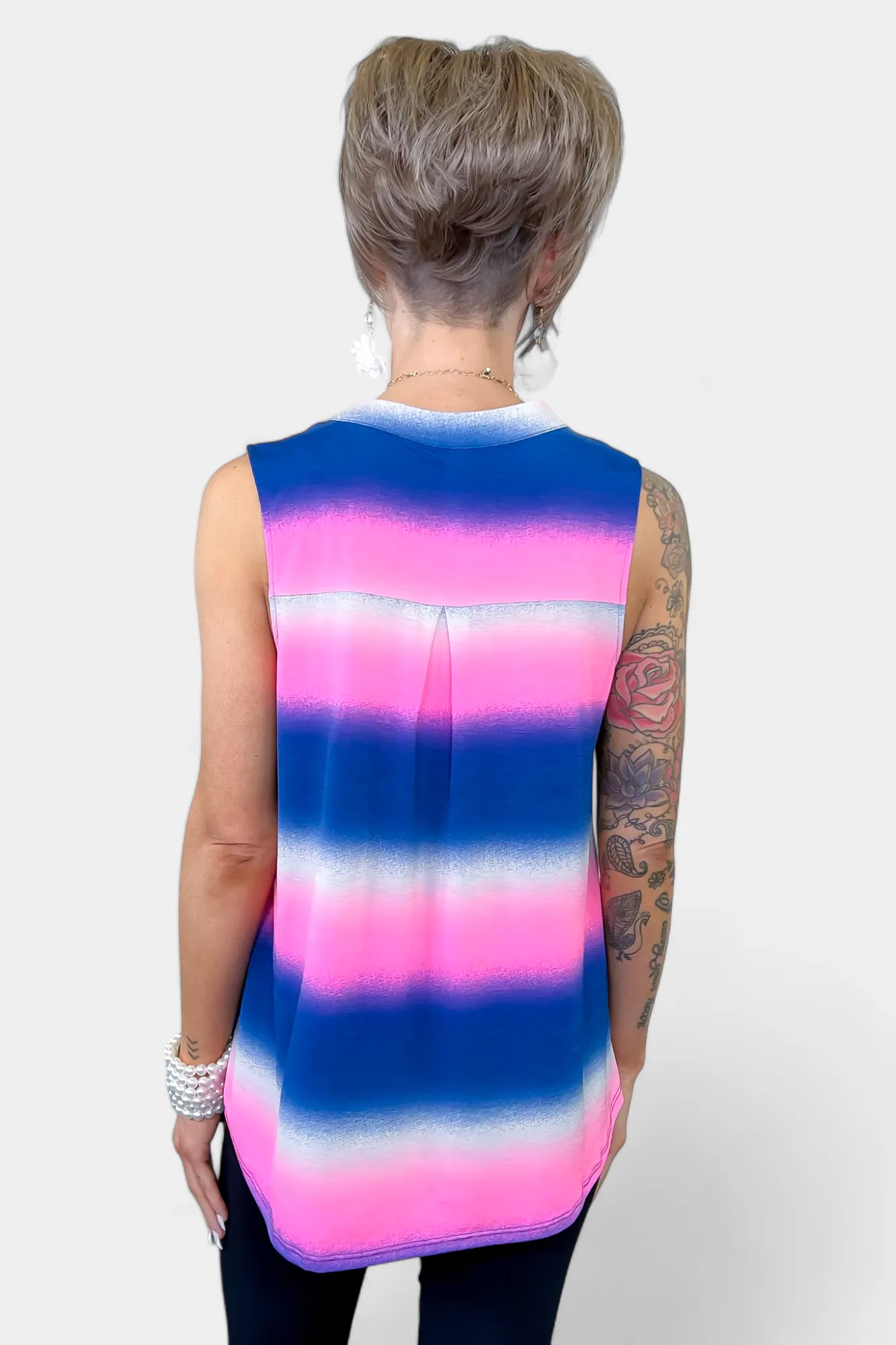 Blue Multi Striped Lizzy Tank Top sold by ZZs product image thumbnail 4