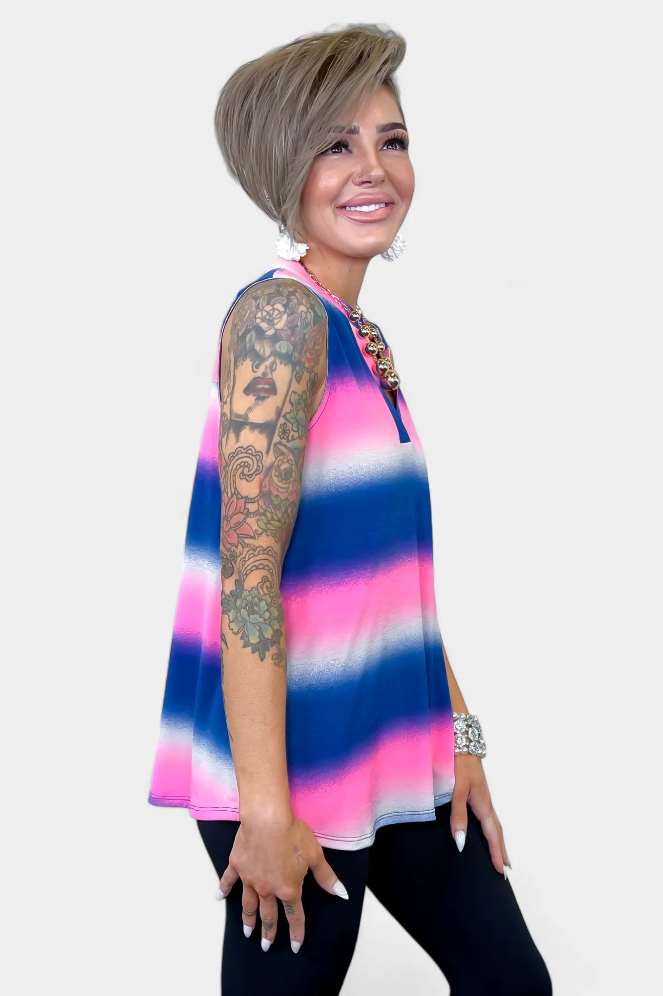 Blue Multi Striped Lizzy Tank Top sold by ZZs product image thumbnail 3
