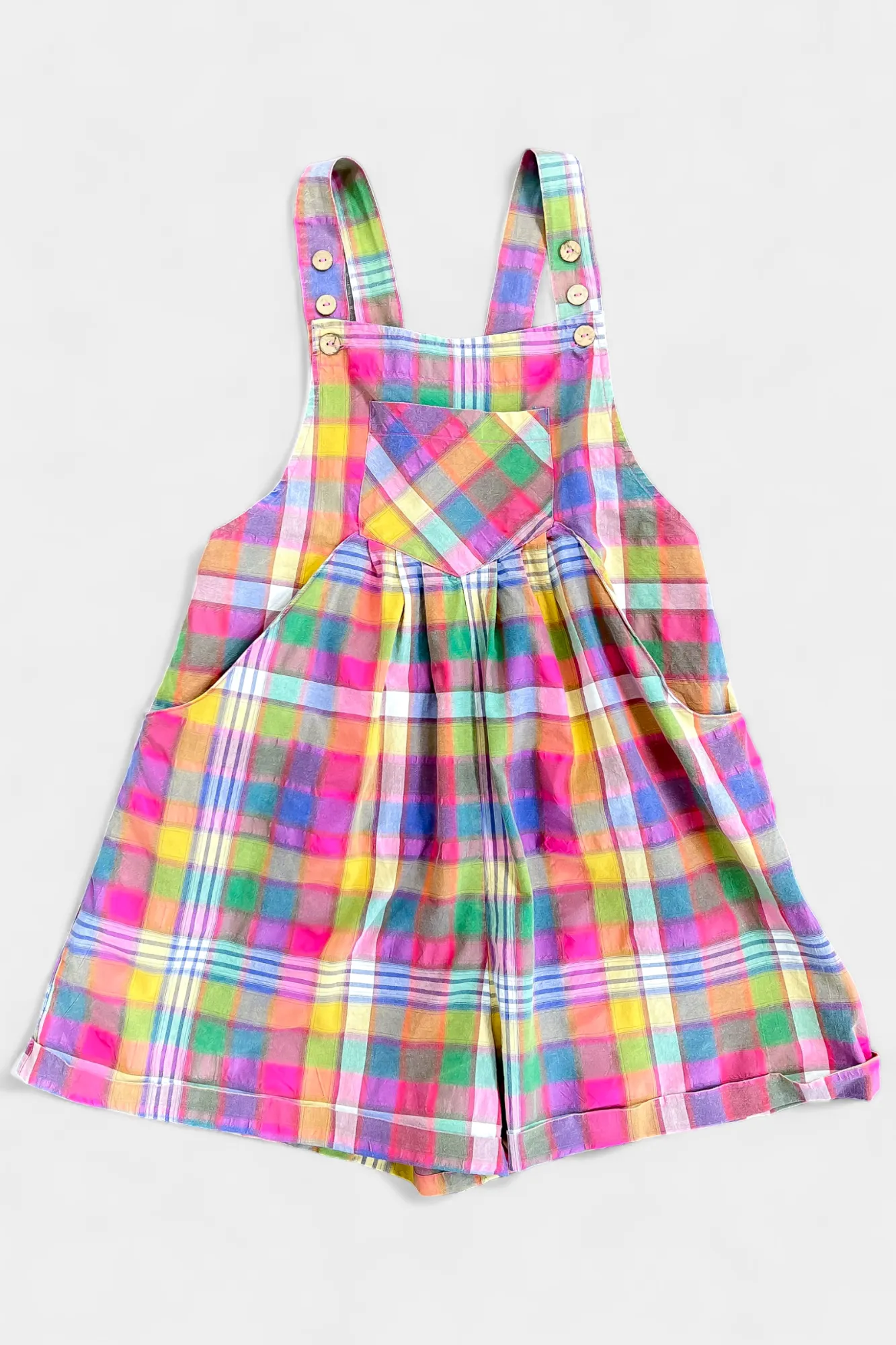 Plaid Wide Leg Short Overalls sold by ZZs product image thumbnail 2
