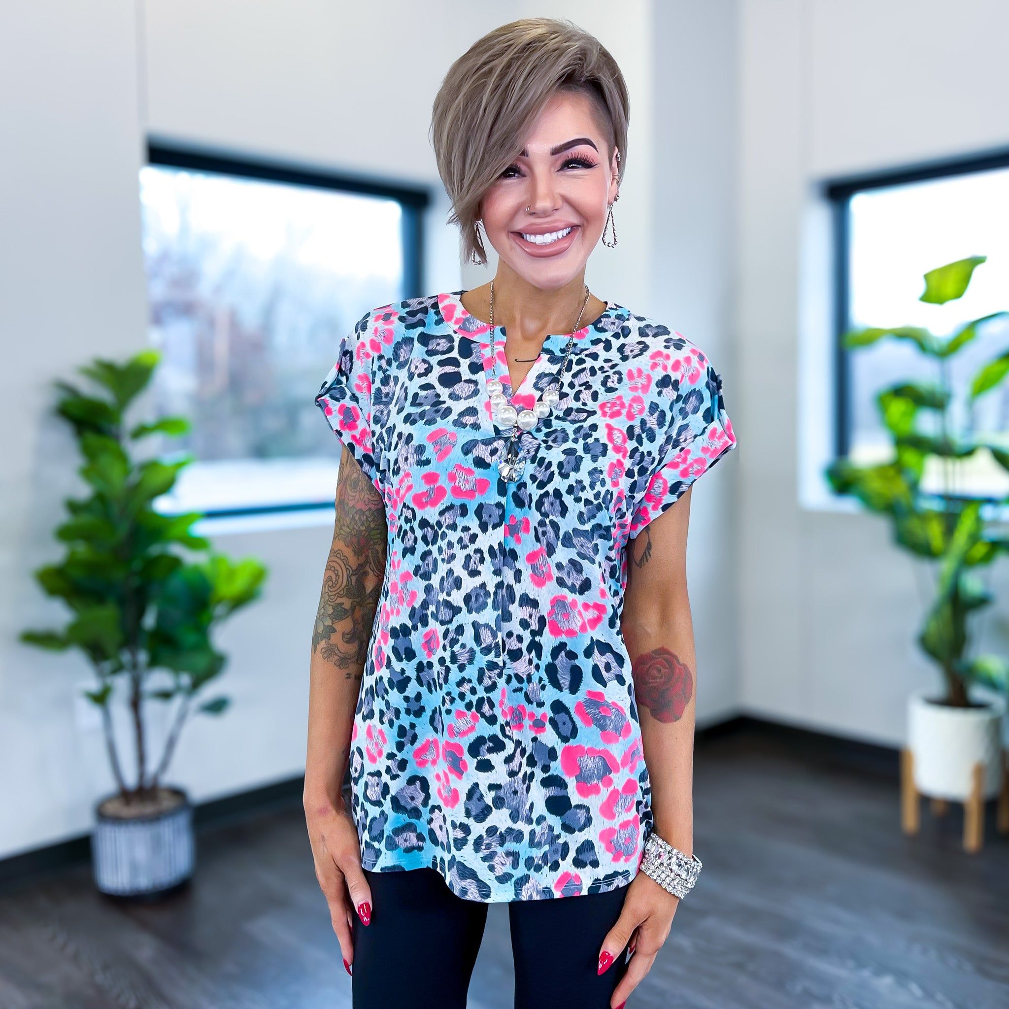 Blue & Pink Animal Lizzy Short Sleeve Top sold by ZZs product image thumbnail 2