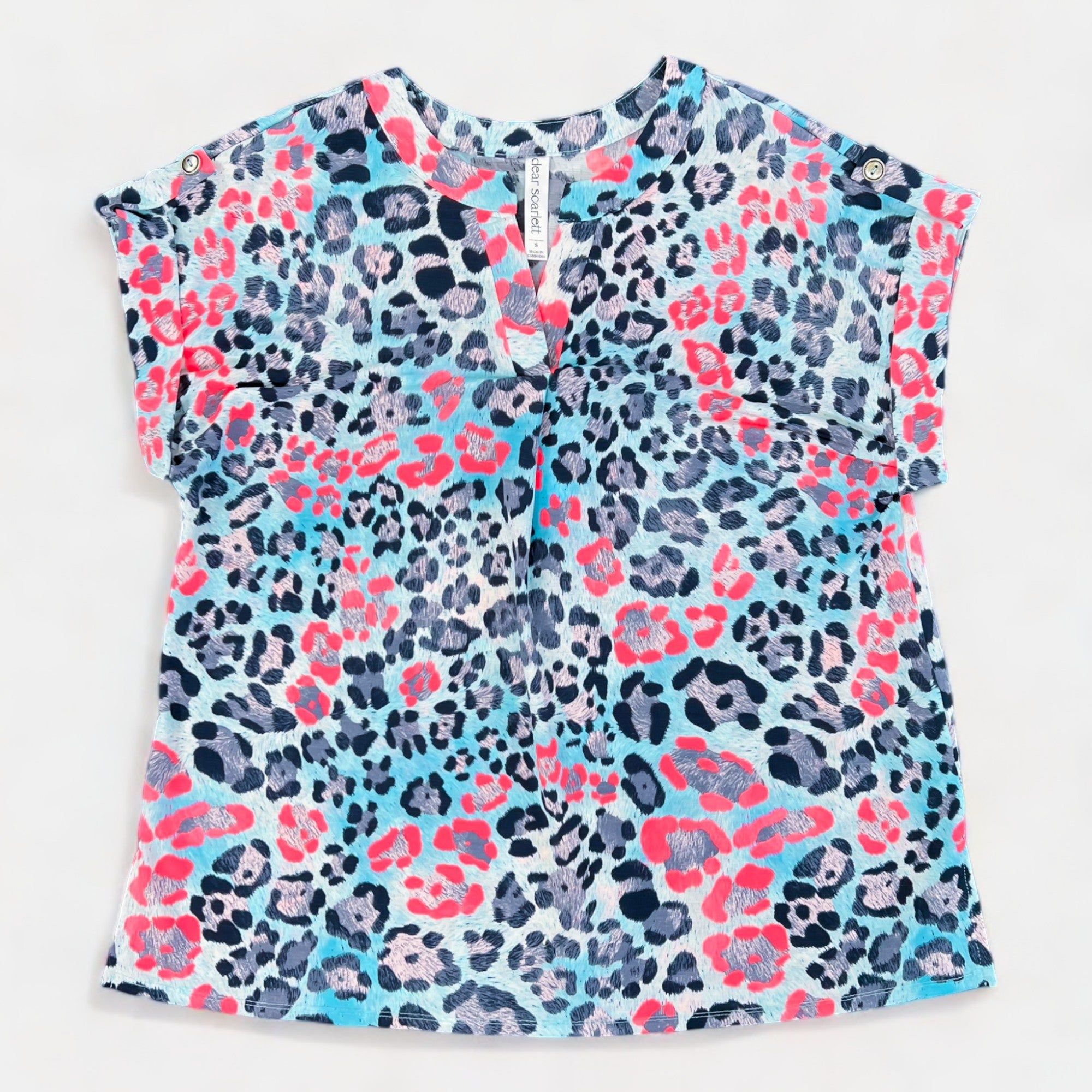 Blue & Pink Animal Lizzy Short Sleeve Top sold by ZZs