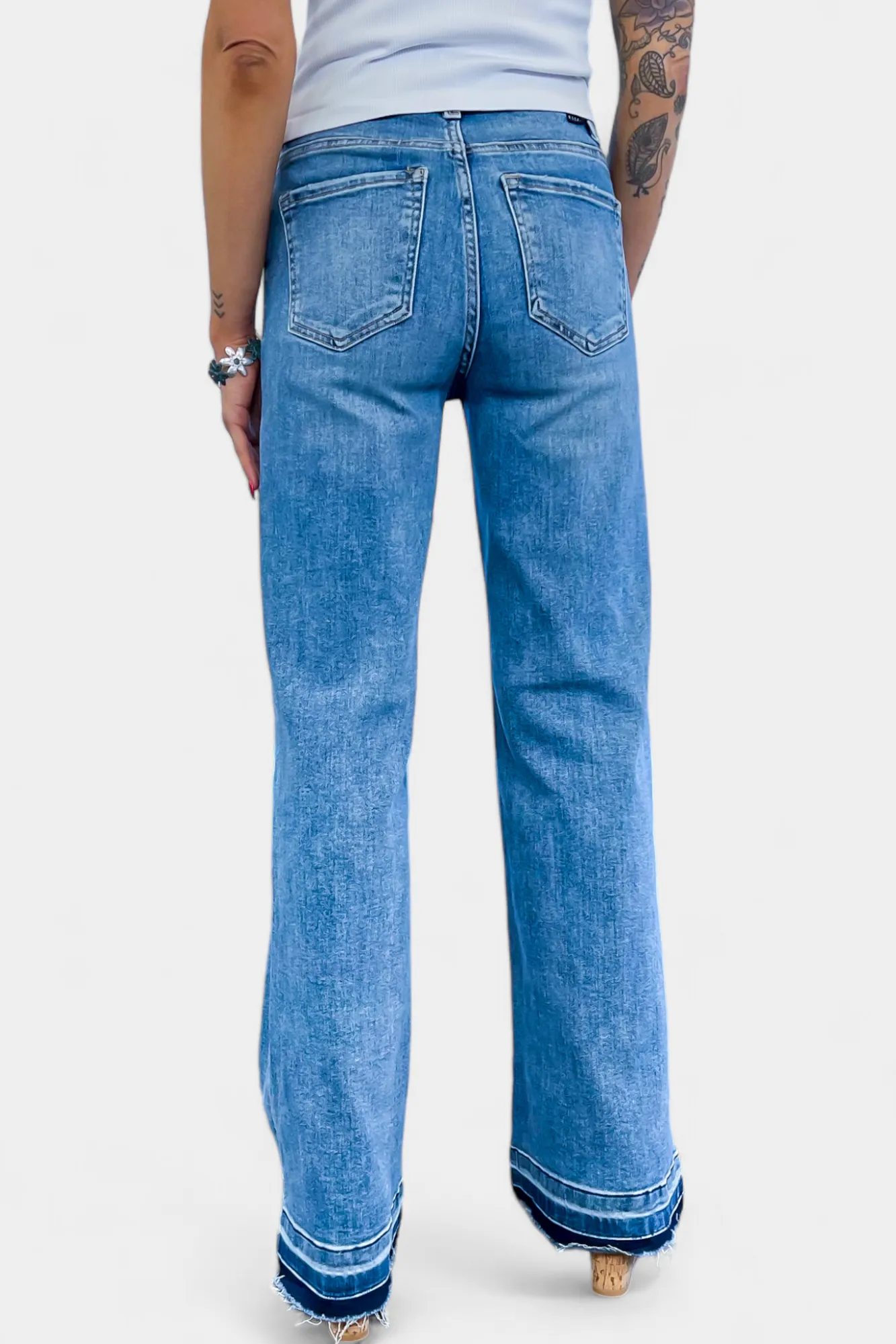 Medium Wash High Rise Wide Jeans sold by ZZs product image thumbnail 5