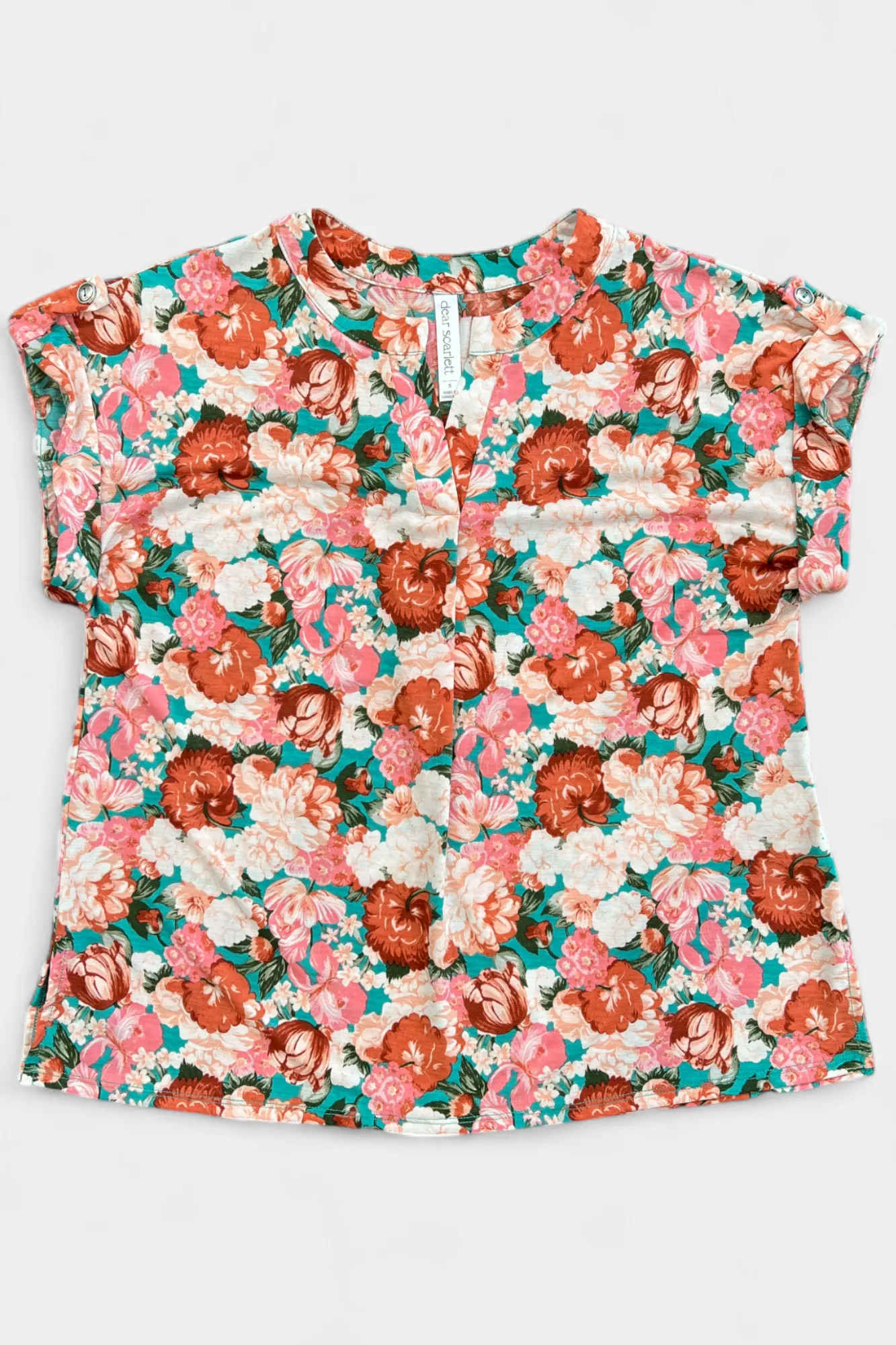 Emerald Multi Blossom Lizzy Short Sleeve Top sold by ZZs