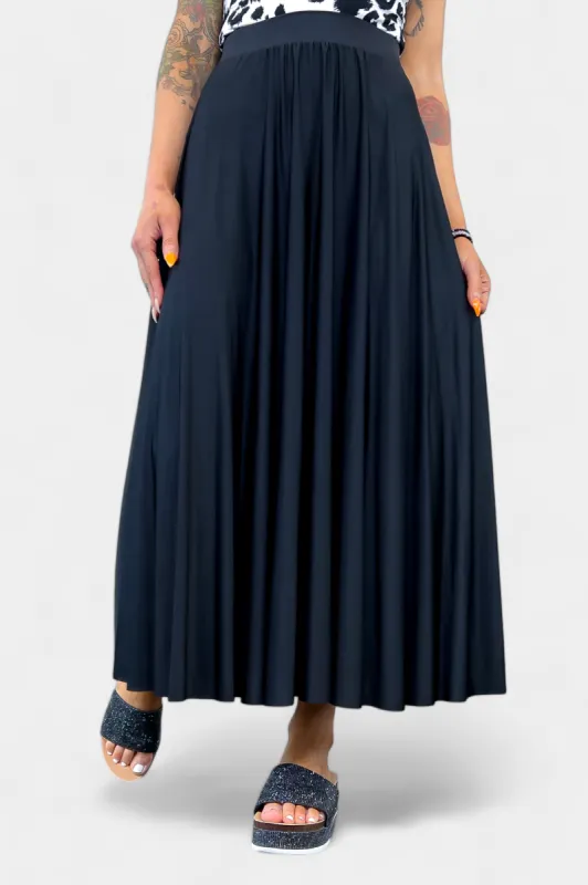Black Pleated Maxi Skirt sold by ZZs