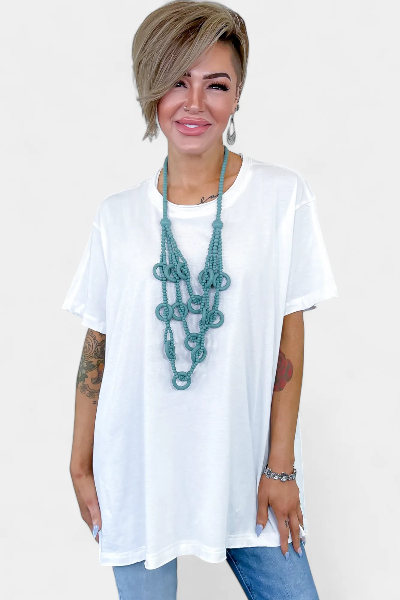 White Oversized Drop Shoulder Top sold by ZZs