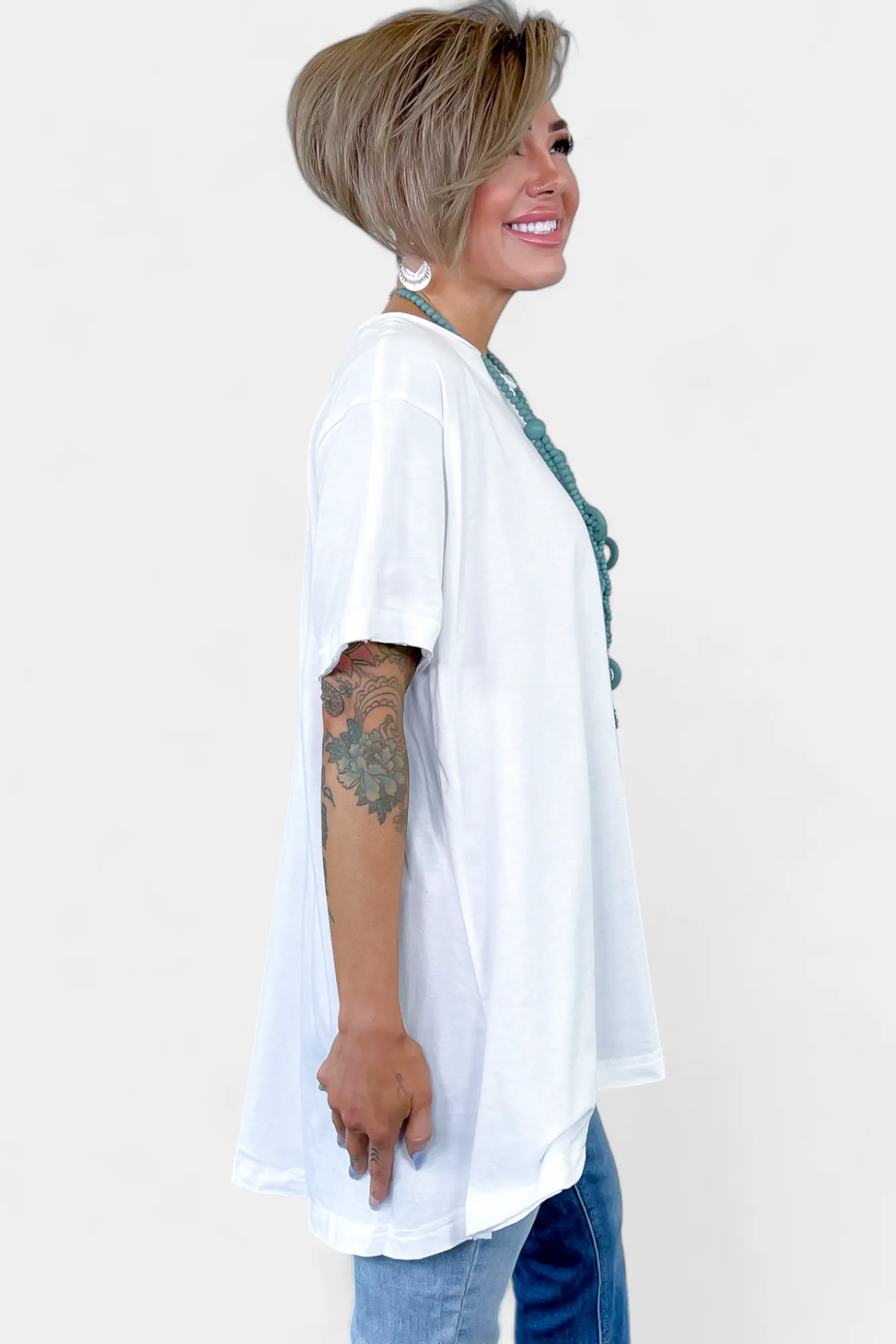 White Oversized Drop Shoulder Top sold by ZZs product image thumbnail 3