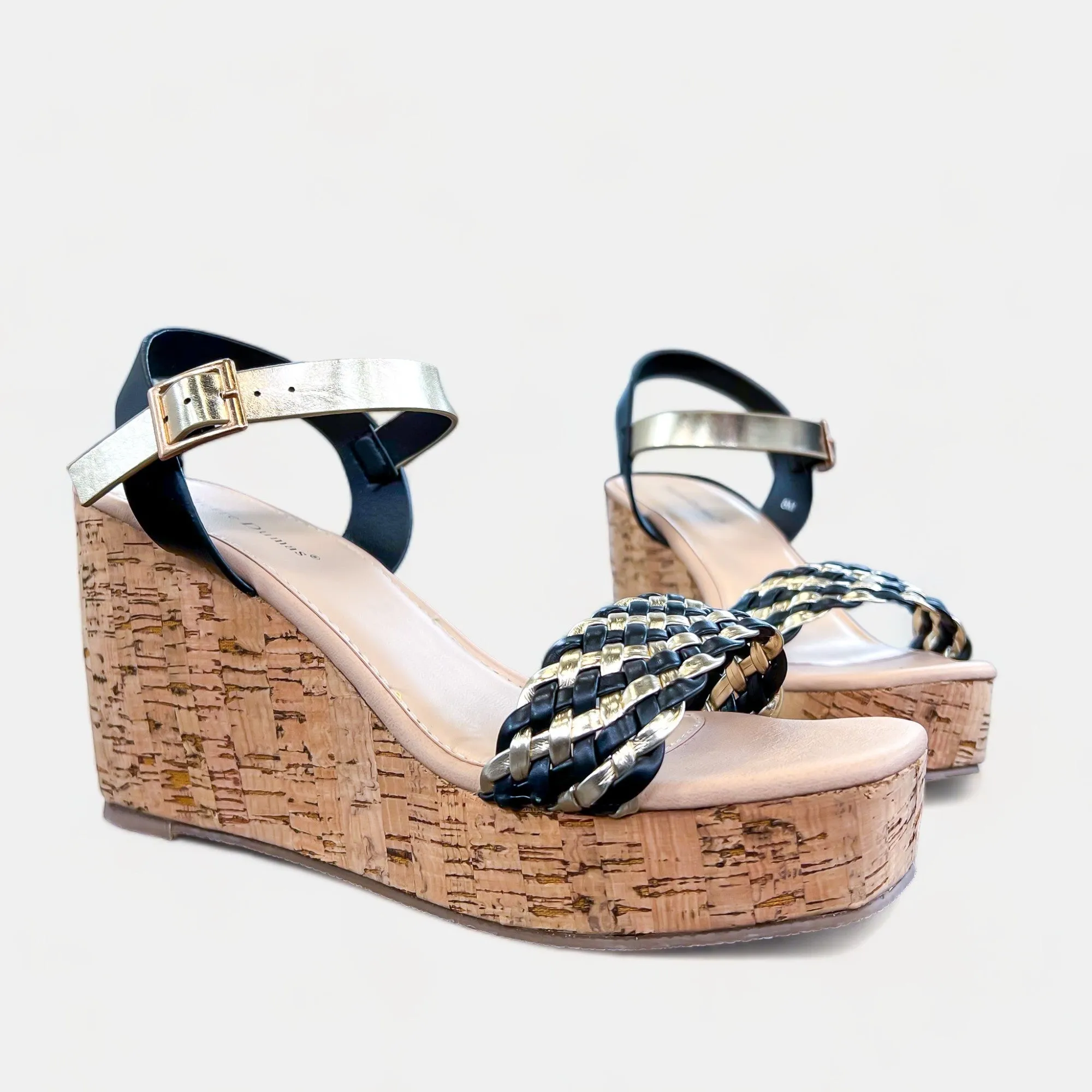 Black & Gold Braided Cork Wedge Sandals sold by ZZs product image thumbnail 5