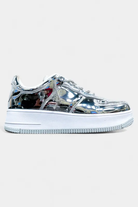 Silver Metallic Sneakers sold by ZZs
