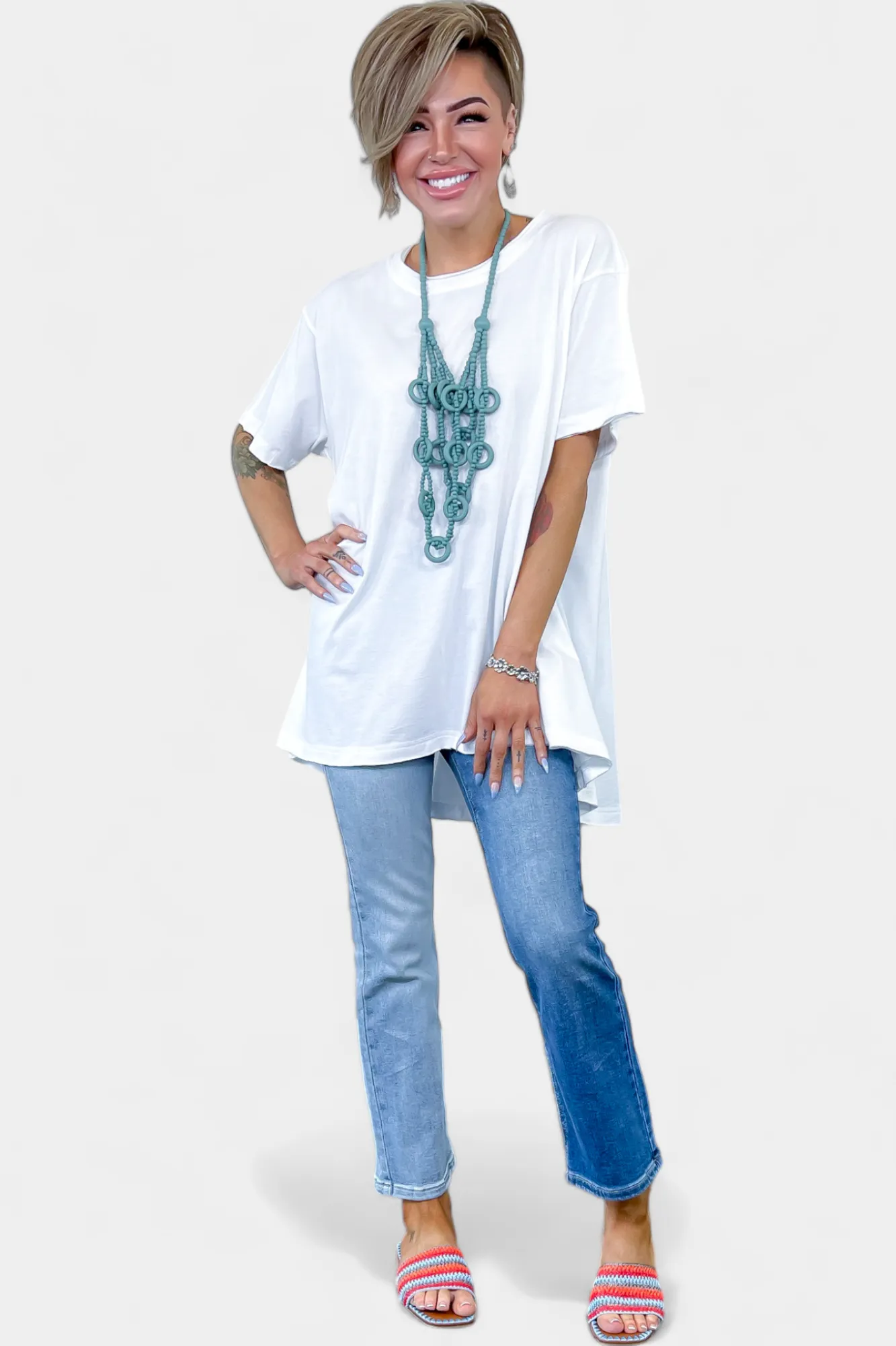 White Oversized Drop Shoulder Top sold by ZZs product image thumbnail 2