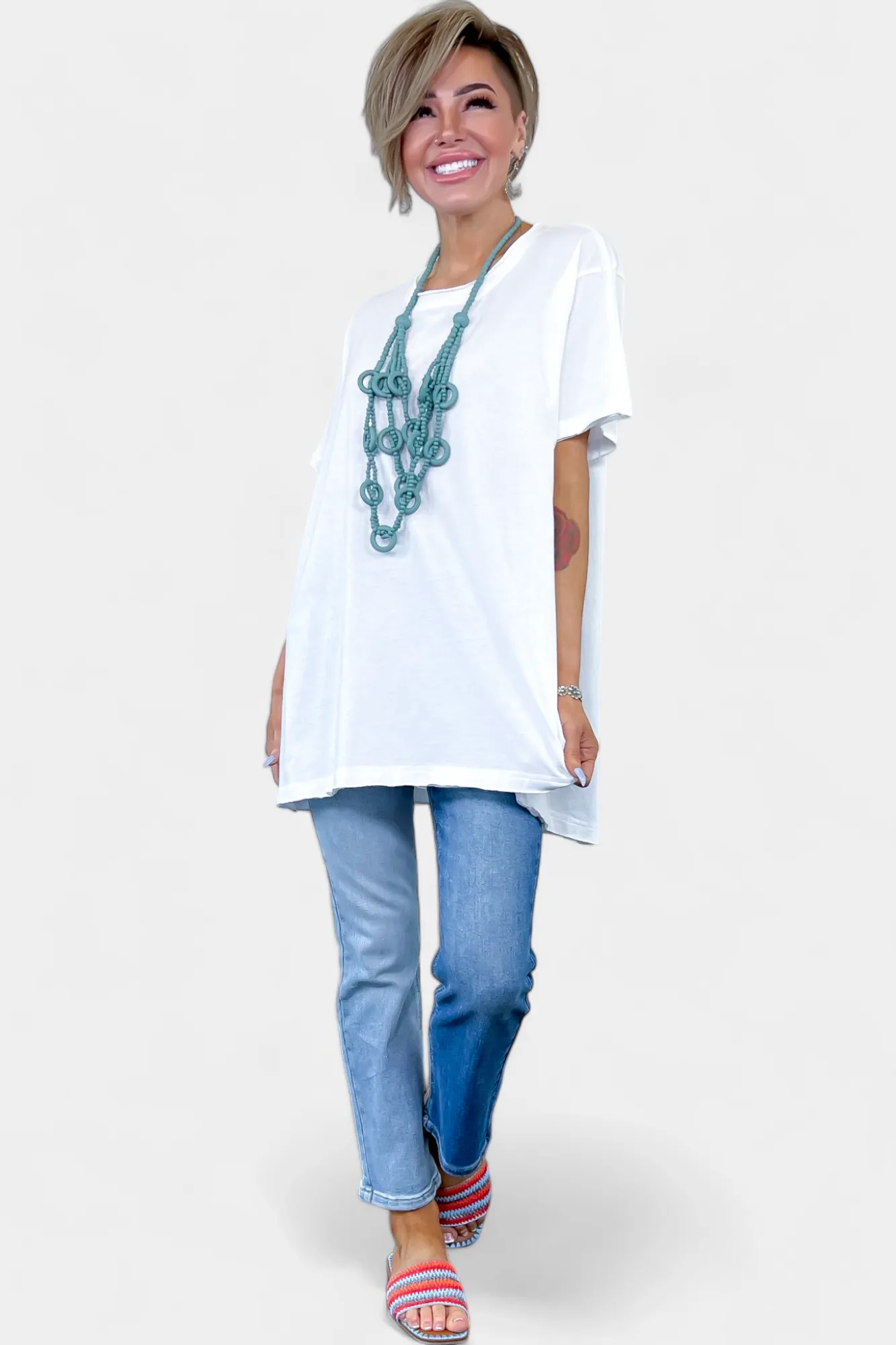 White Oversized Drop Shoulder Top sold by ZZs product image thumbnail 4