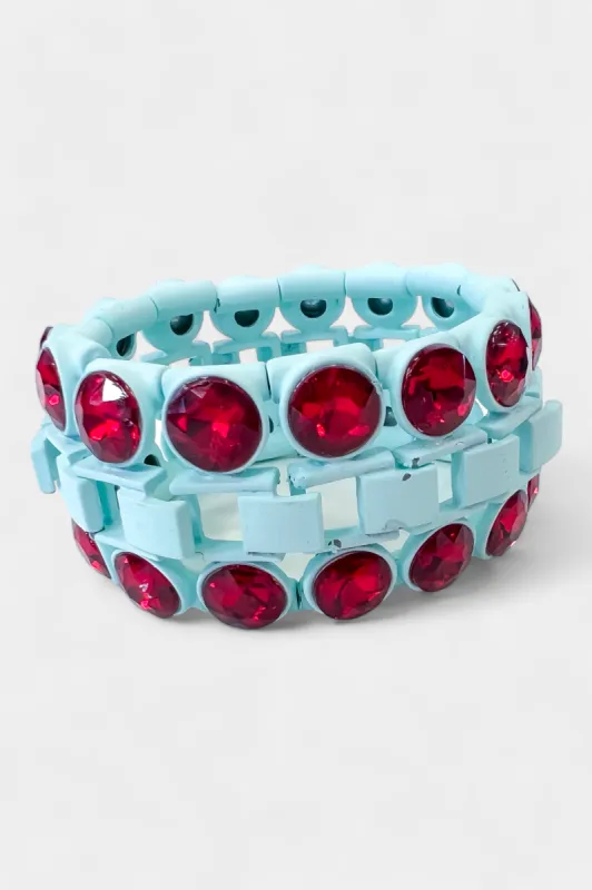 Mint Rhinestone Trim Stretch Bracelet sold by ZZs