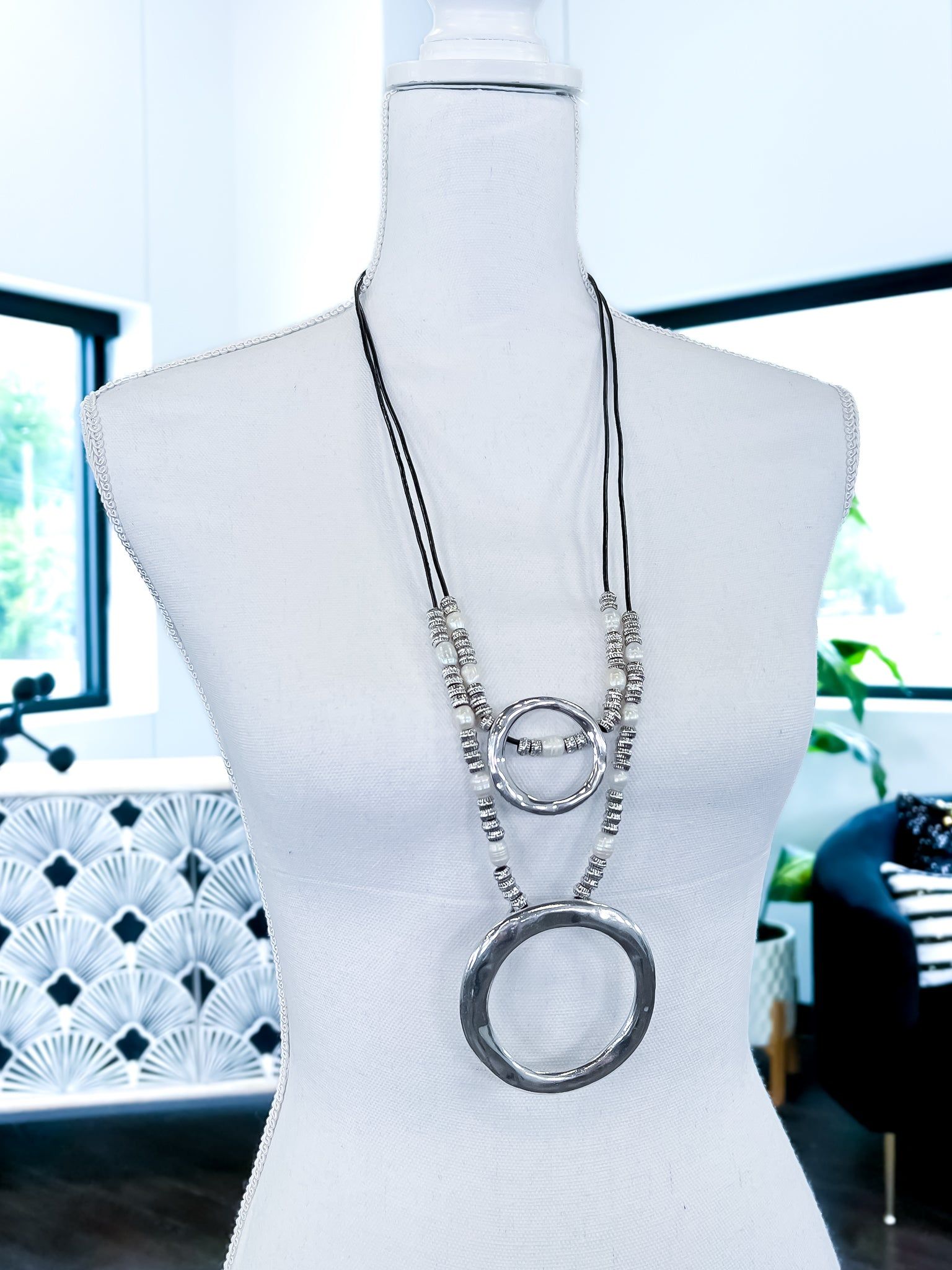 Corded Long Necklace | Silver sold by ZZs