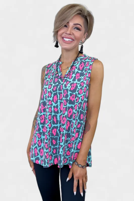 Mint & Pink Animal Lizzy Tank Top [NO RETURNS] sold by ZZs