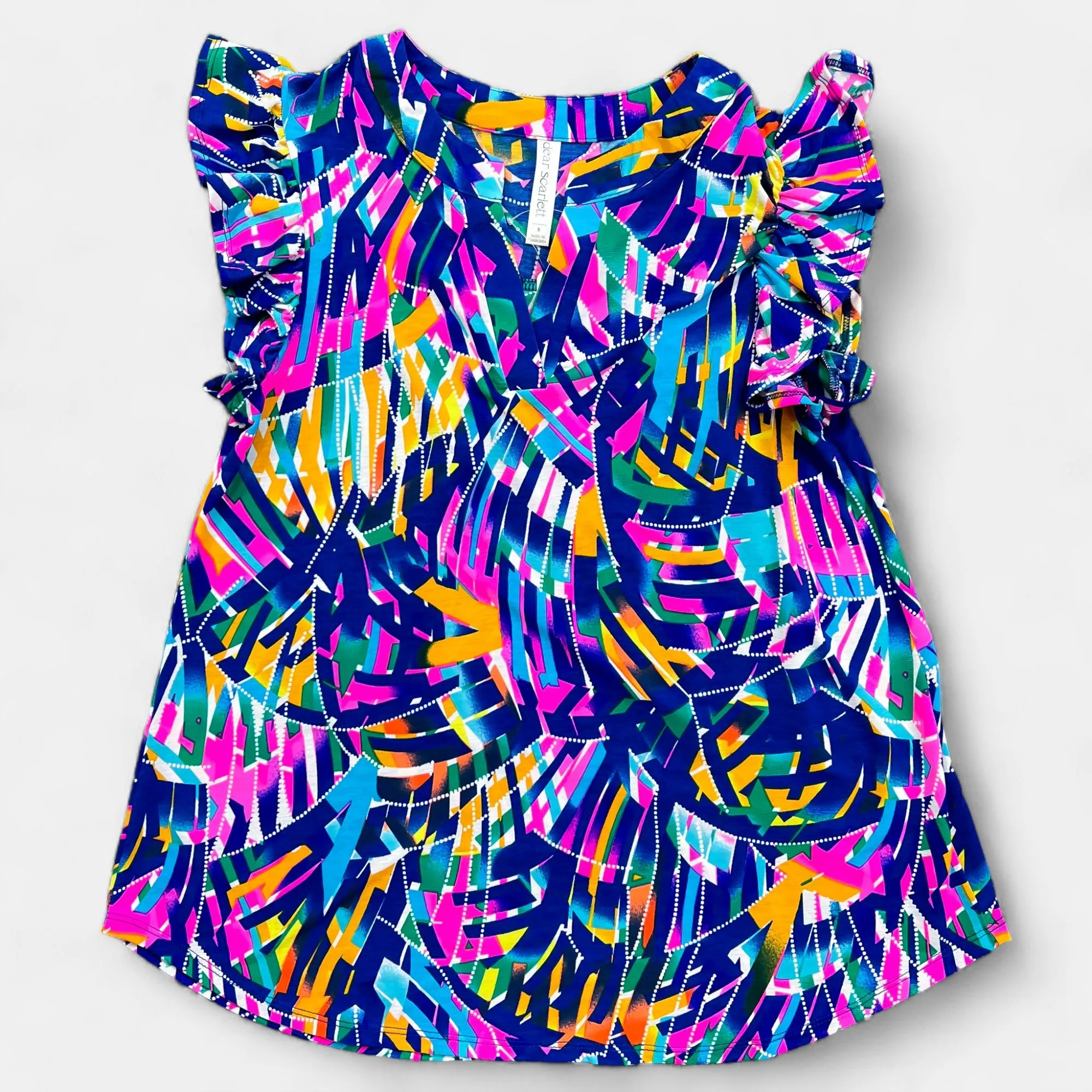 Royal Multi Abstract Lizzy Flutter Sleeve Top sold by ZZs product image thumbnail 3