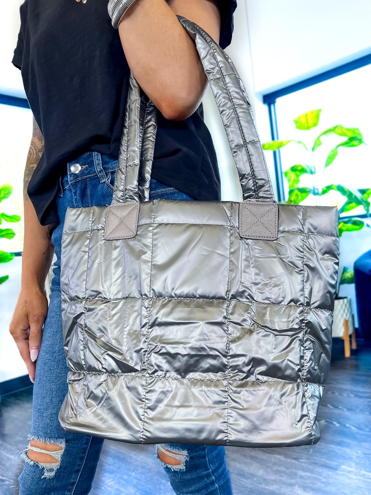 Quilted Puffer Bag | Hematite sold by ZZs product image thumbnail 3