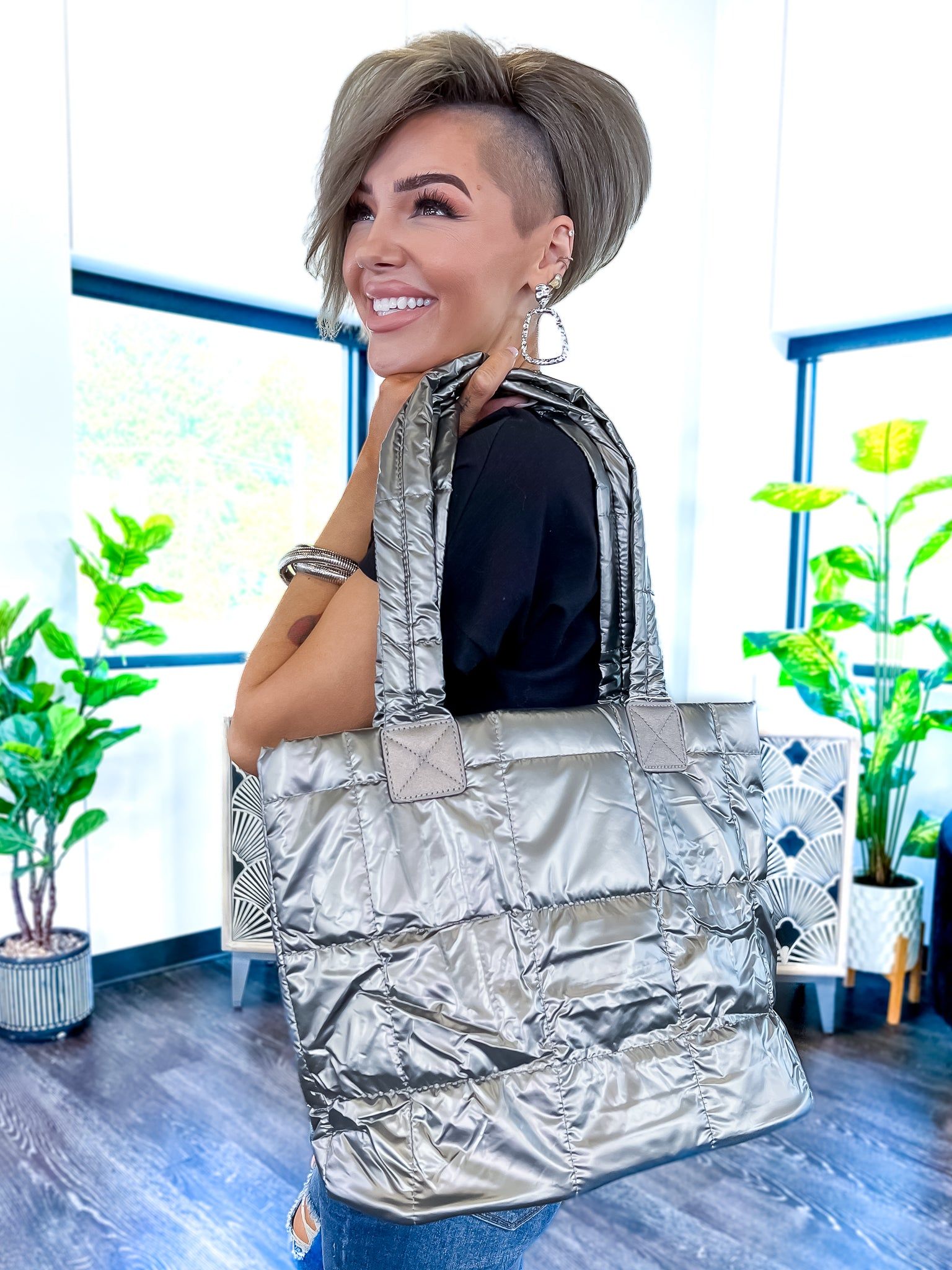 Quilted Puffer Bag | Hematite sold by ZZs product image thumbnail 4