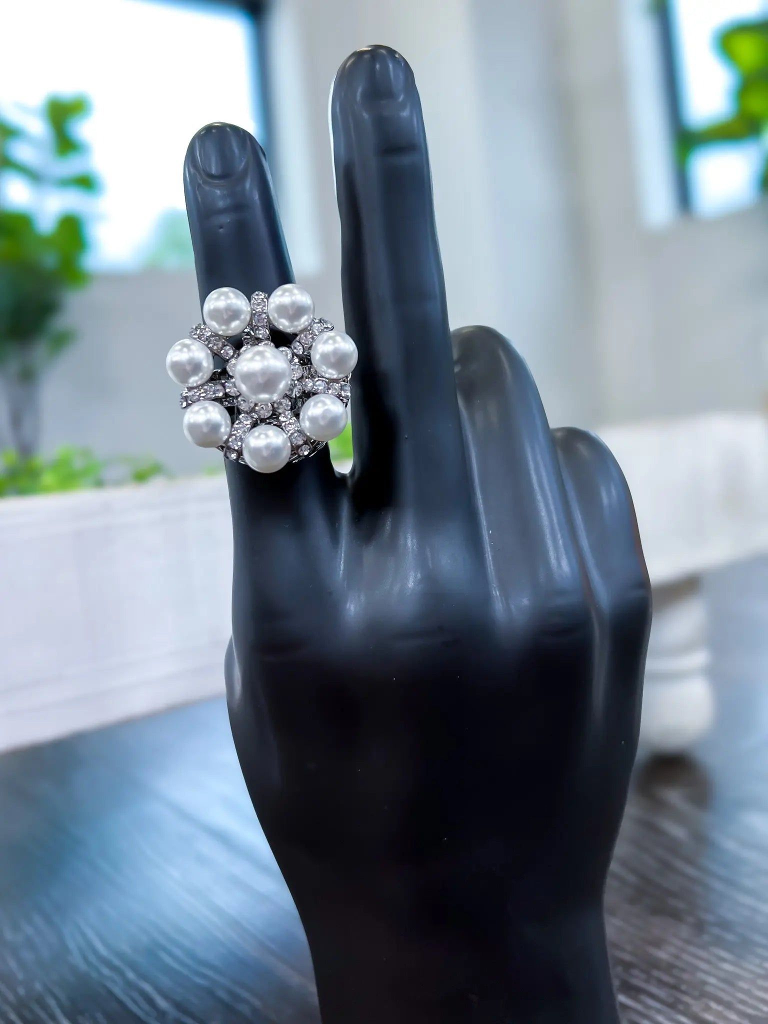 Pearl Crystal Stretch Ring sold by ZZs product image thumbnail 5
