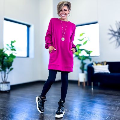 Magenta Oversized Long Sweatshirt sold by ZZs