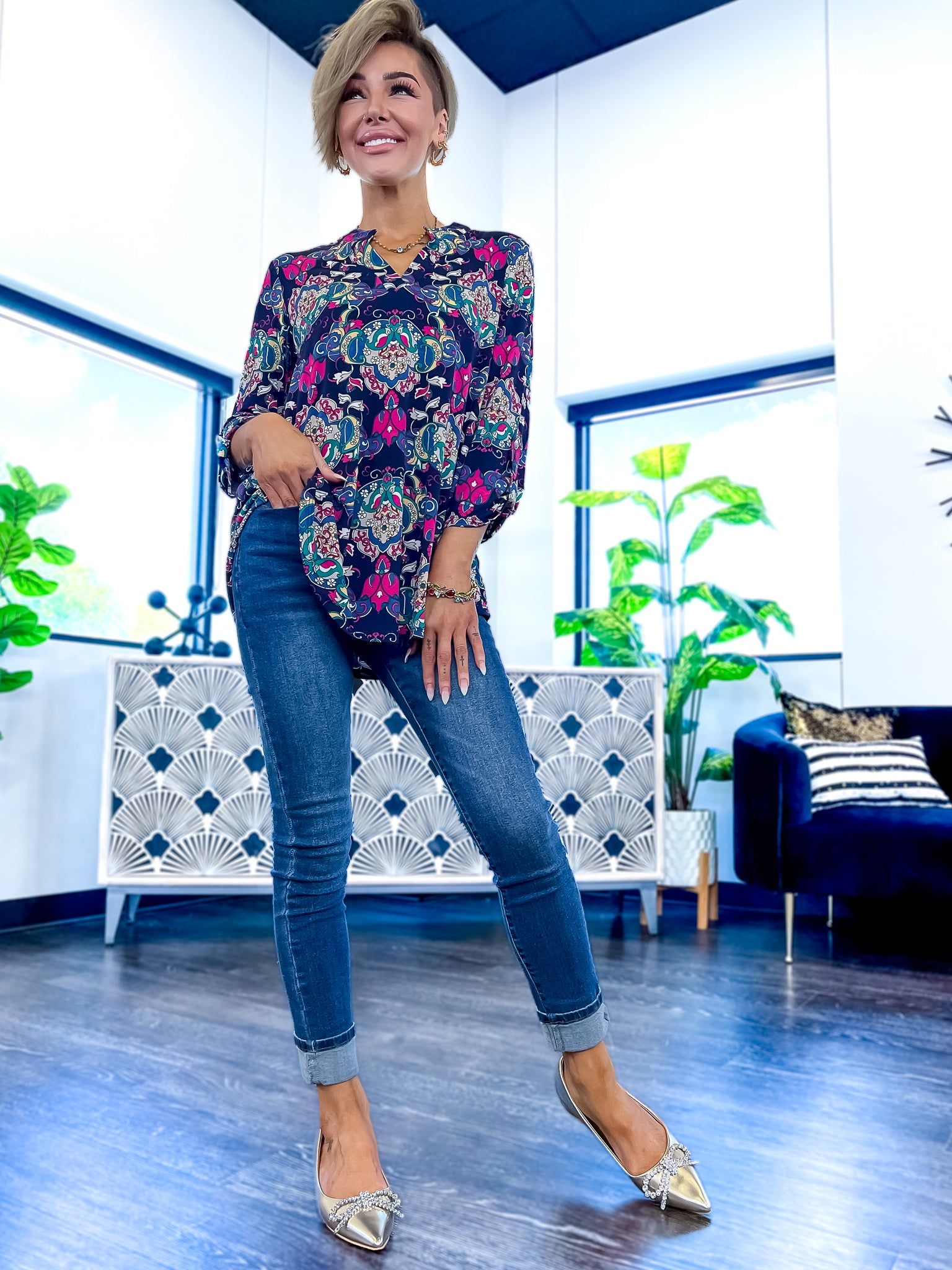 Lizzy Top | Navy Multi sold by ZZs product image thumbnail 4