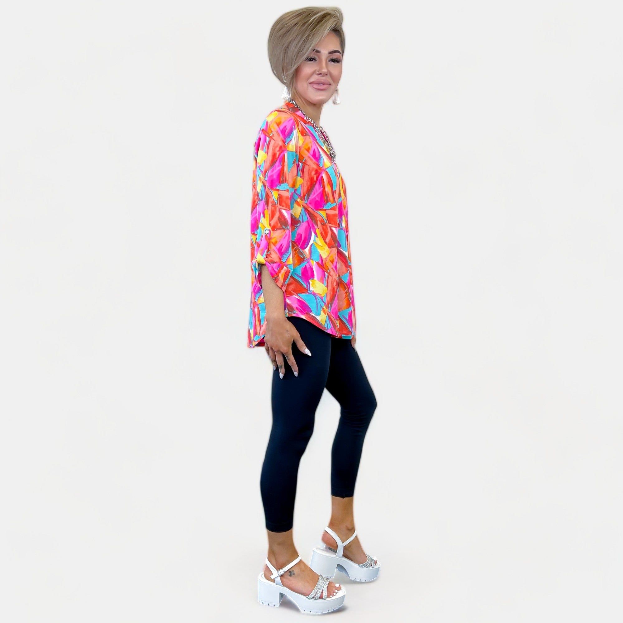 Teal Multi Abstract Lizzy Top sold by ZZs product image thumbnail 2