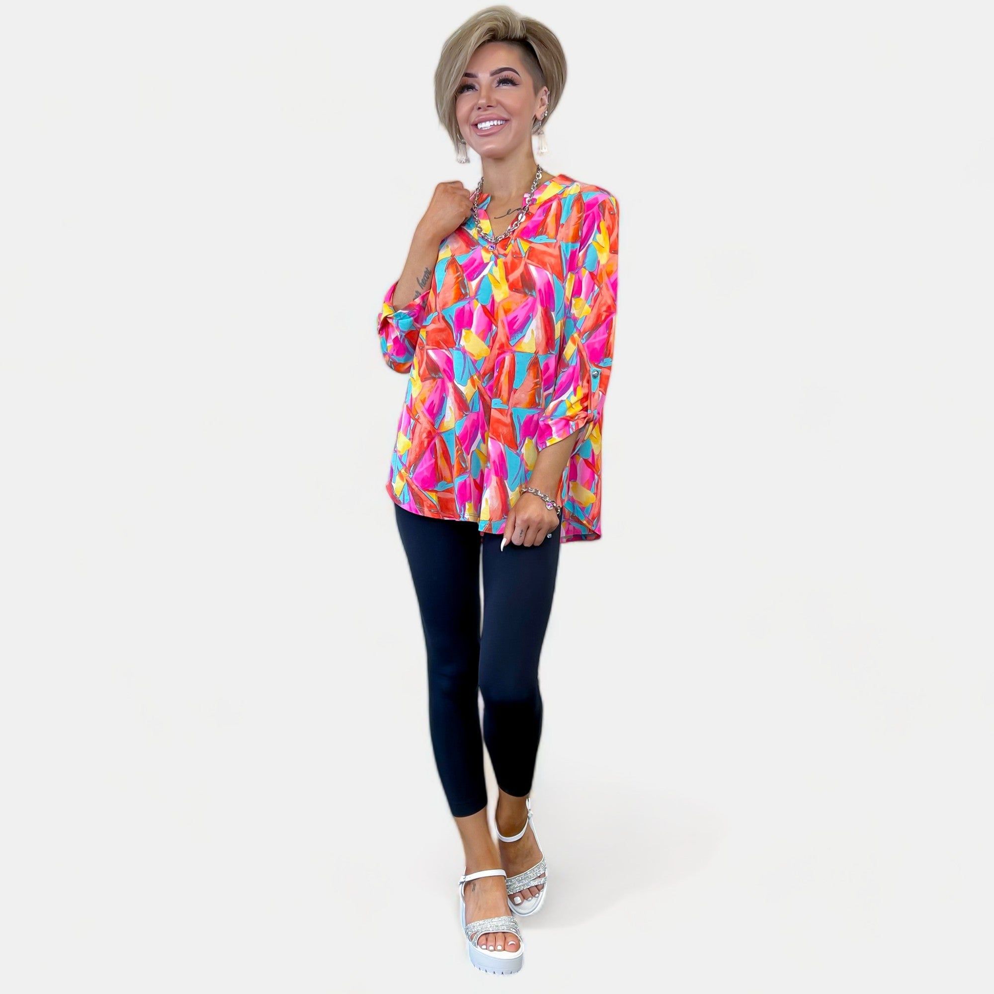 Teal Multi Abstract Lizzy Top sold by ZZs product image thumbnail 4