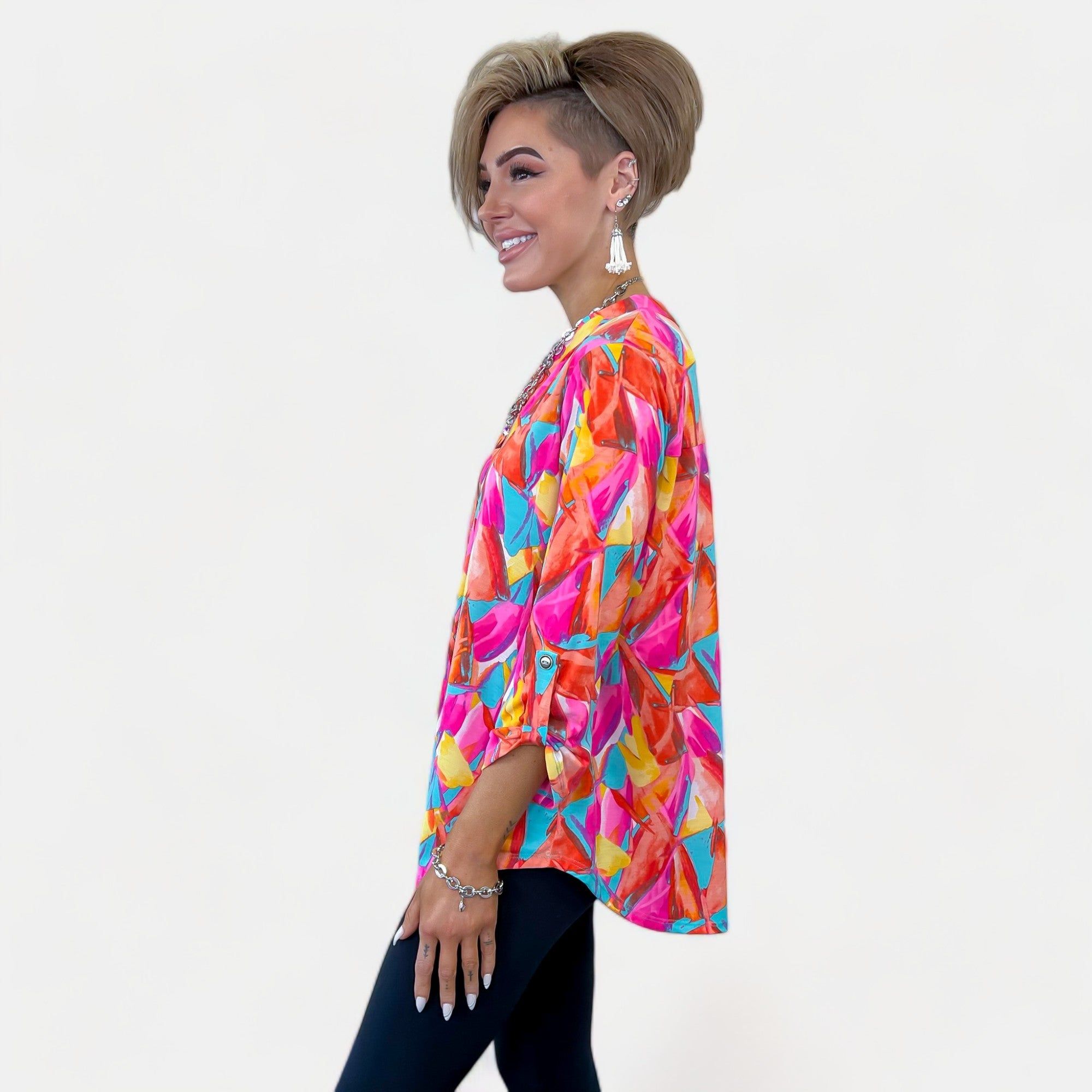 Teal Multi Abstract Lizzy Top sold by ZZs product image thumbnail 5