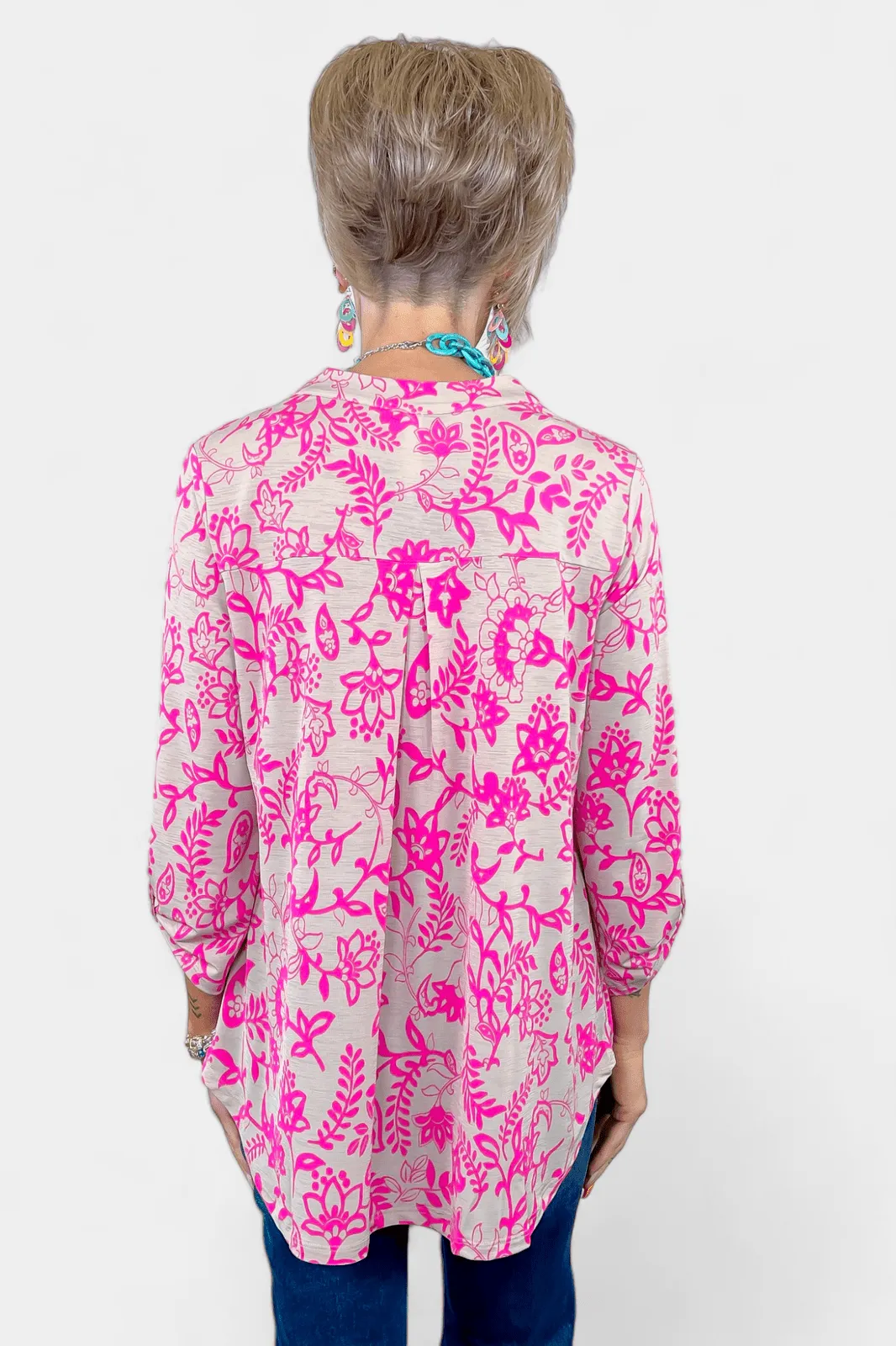 Taupe & Pink Floral Lizzy Top sold by ZZs product image thumbnail 5