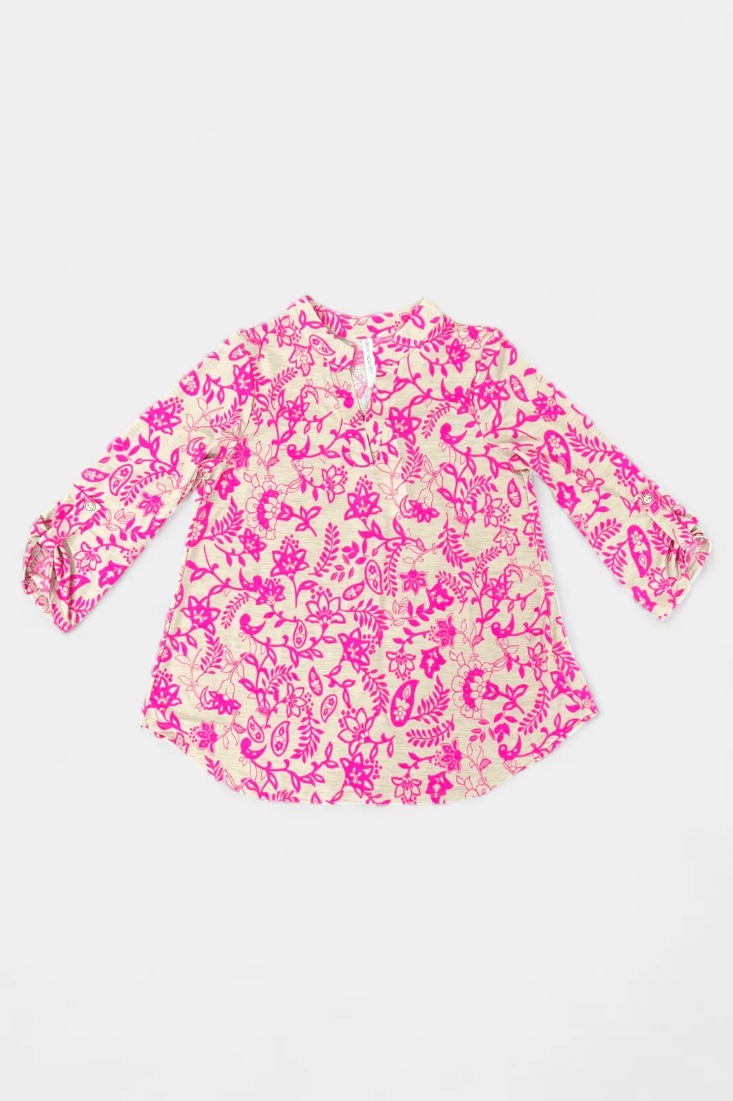 Taupe & Pink Floral Lizzy Top sold by ZZs product image thumbnail 2