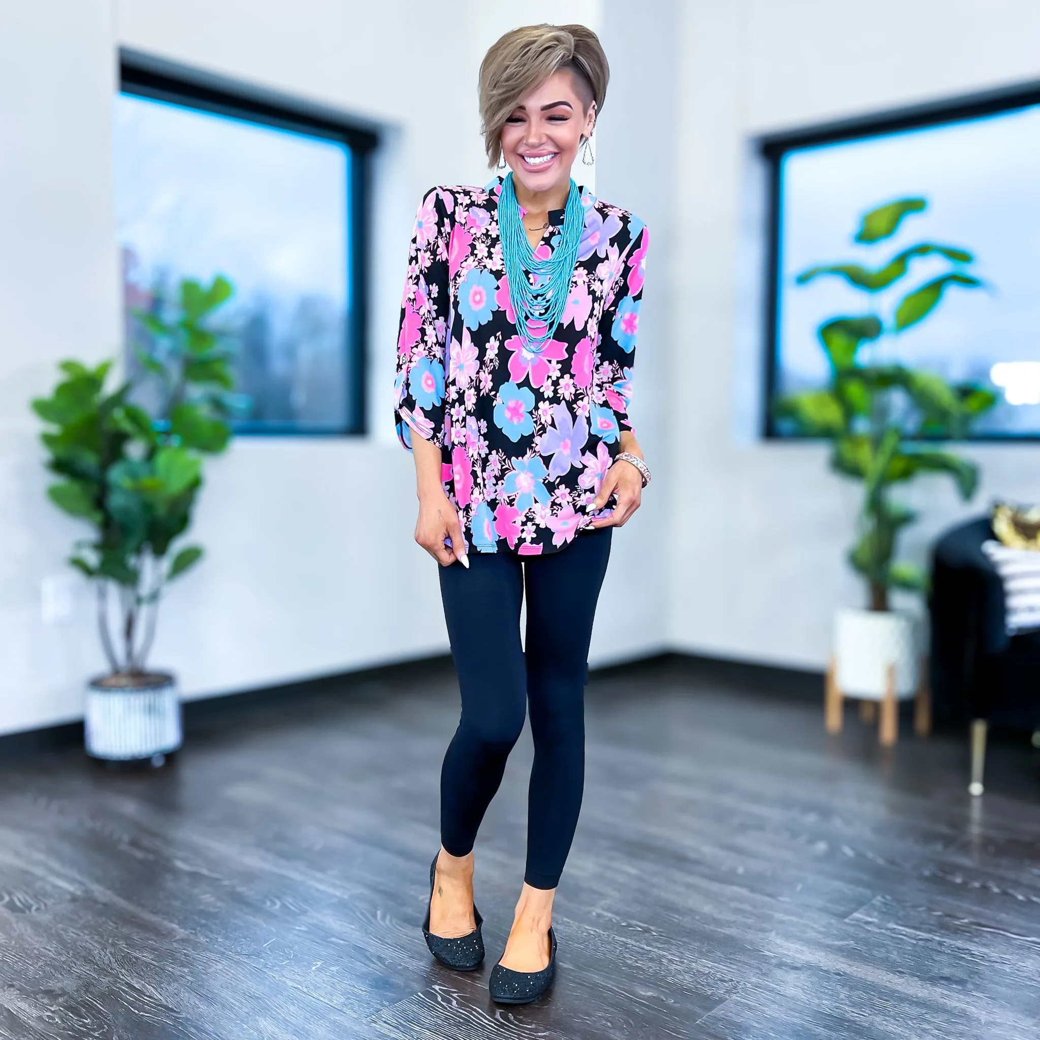 Black Multi Flower Lizzy Top sold by ZZs product image thumbnail 3