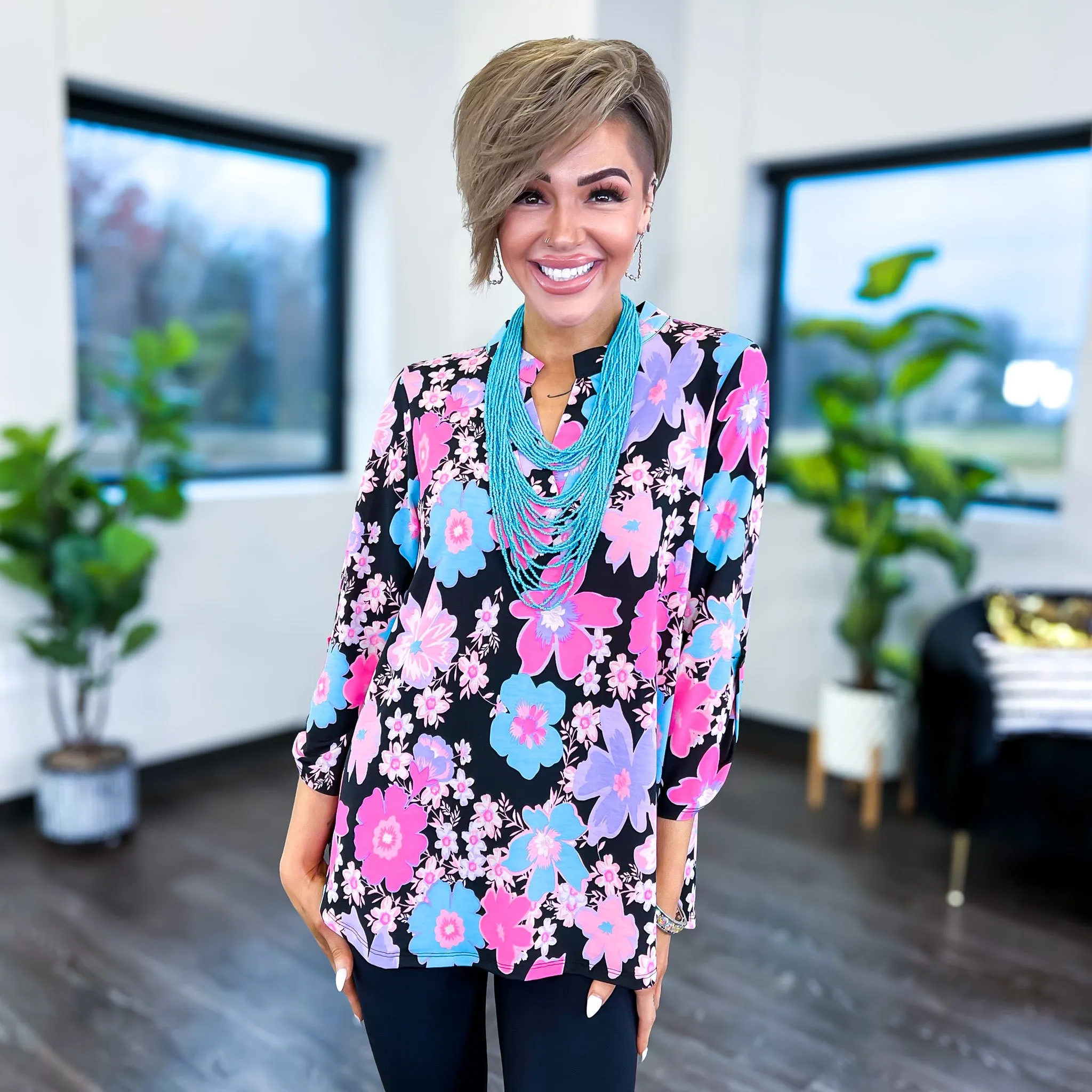 Black Multi Flower Lizzy Top sold by ZZs product image thumbnail 2