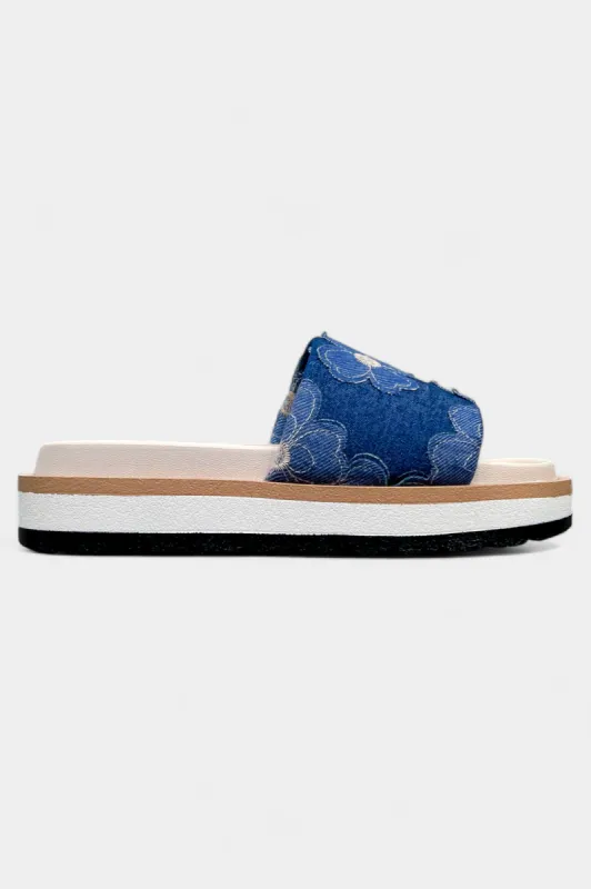 Blue Denim Slip On Platform Sandals sold by ZZs