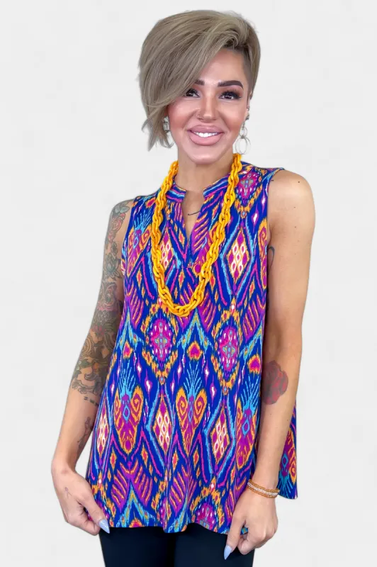 Royal Multi Tribal Lizzy Tank Top [NO RETURNS] sold by ZZs