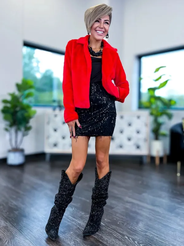 Faux Fur Jacket | Red sold by ZZs