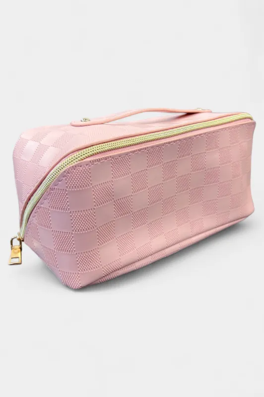 Pink Checkered Makeup Bag sold by ZZs