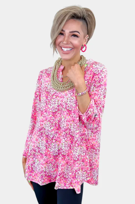 Magenta Multi Floral Lizzy Top sold by ZZs