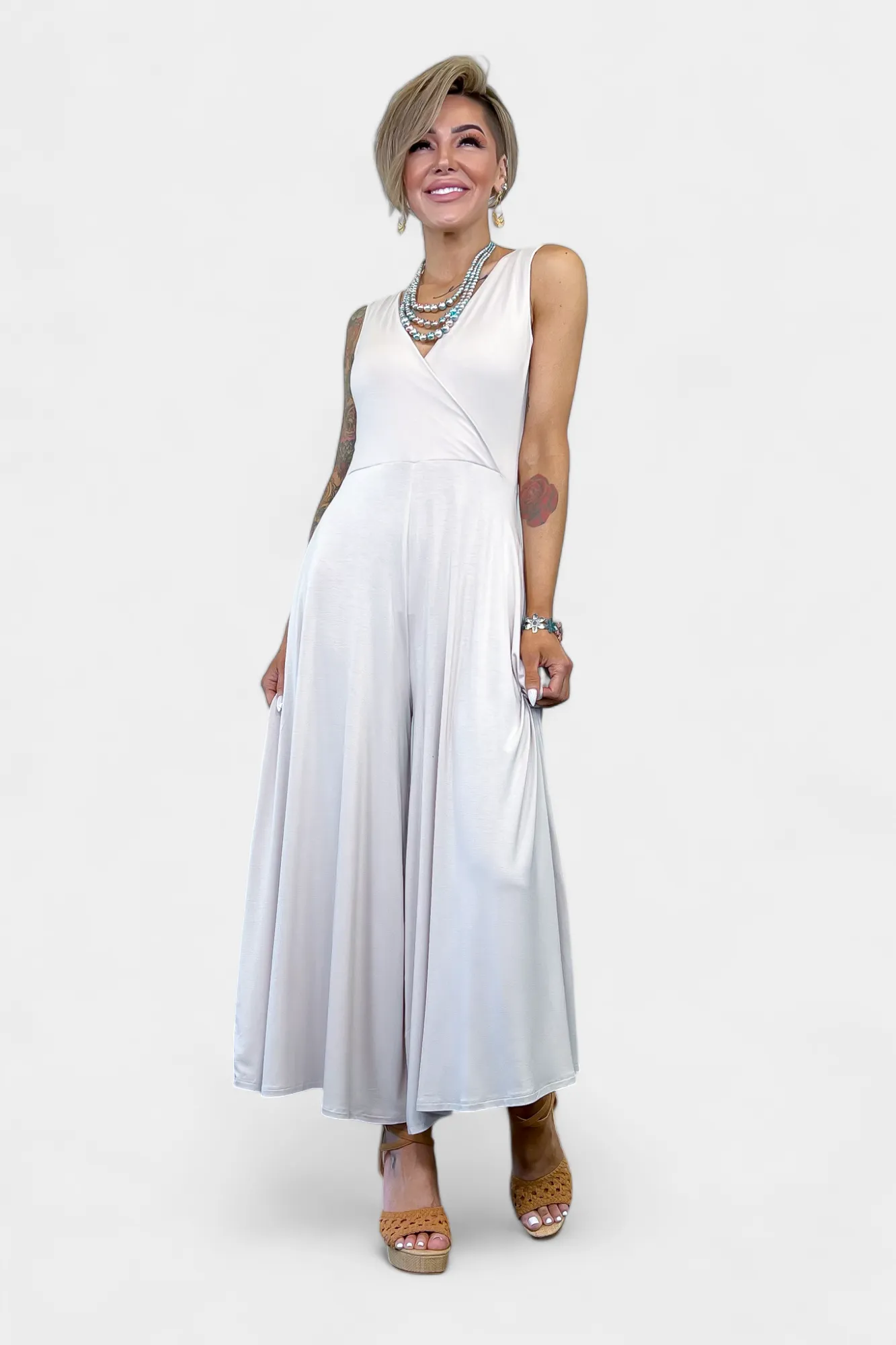 Beige Sleeveless Jumpsuit sold by ZZs product image thumbnail 3