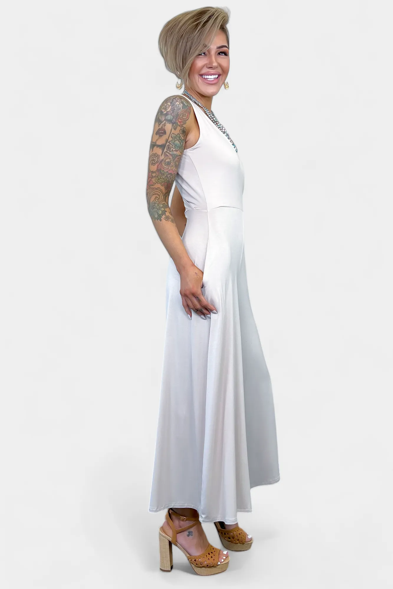 Beige Sleeveless Jumpsuit sold by ZZs product image thumbnail 4