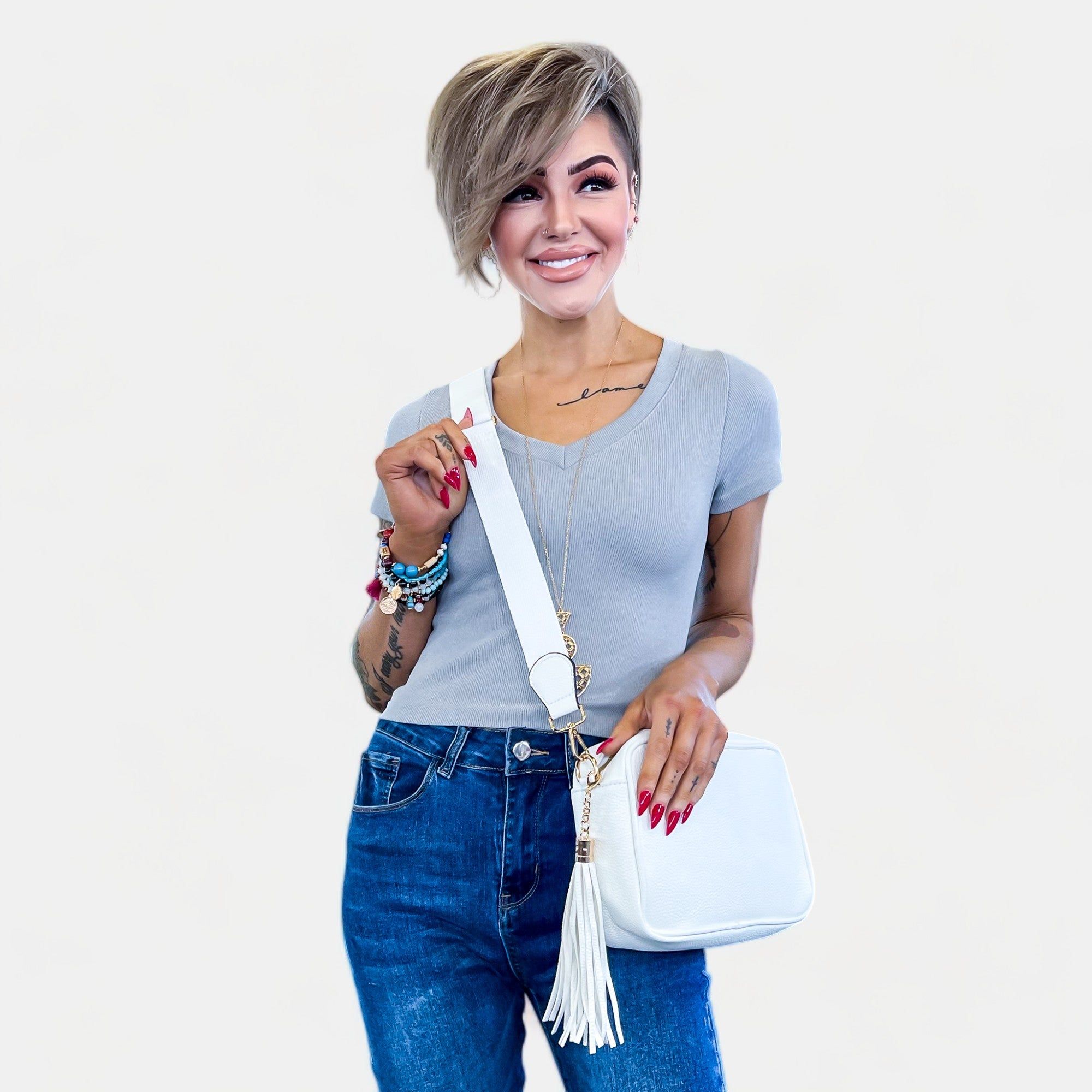 White Faux Leather Crossbody Bag sold by ZZs product image thumbnail 4