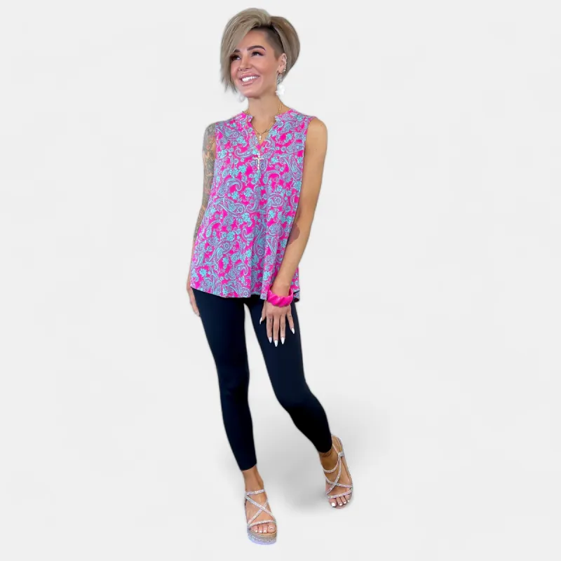 Pink Multi Damask Lizzy Tank Top sold by ZZs