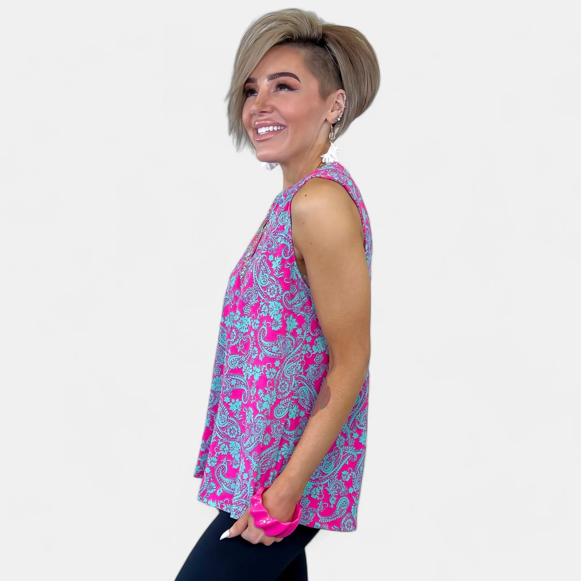 Pink Multi Damask Lizzy Tank Top sold by ZZs product image thumbnail 4