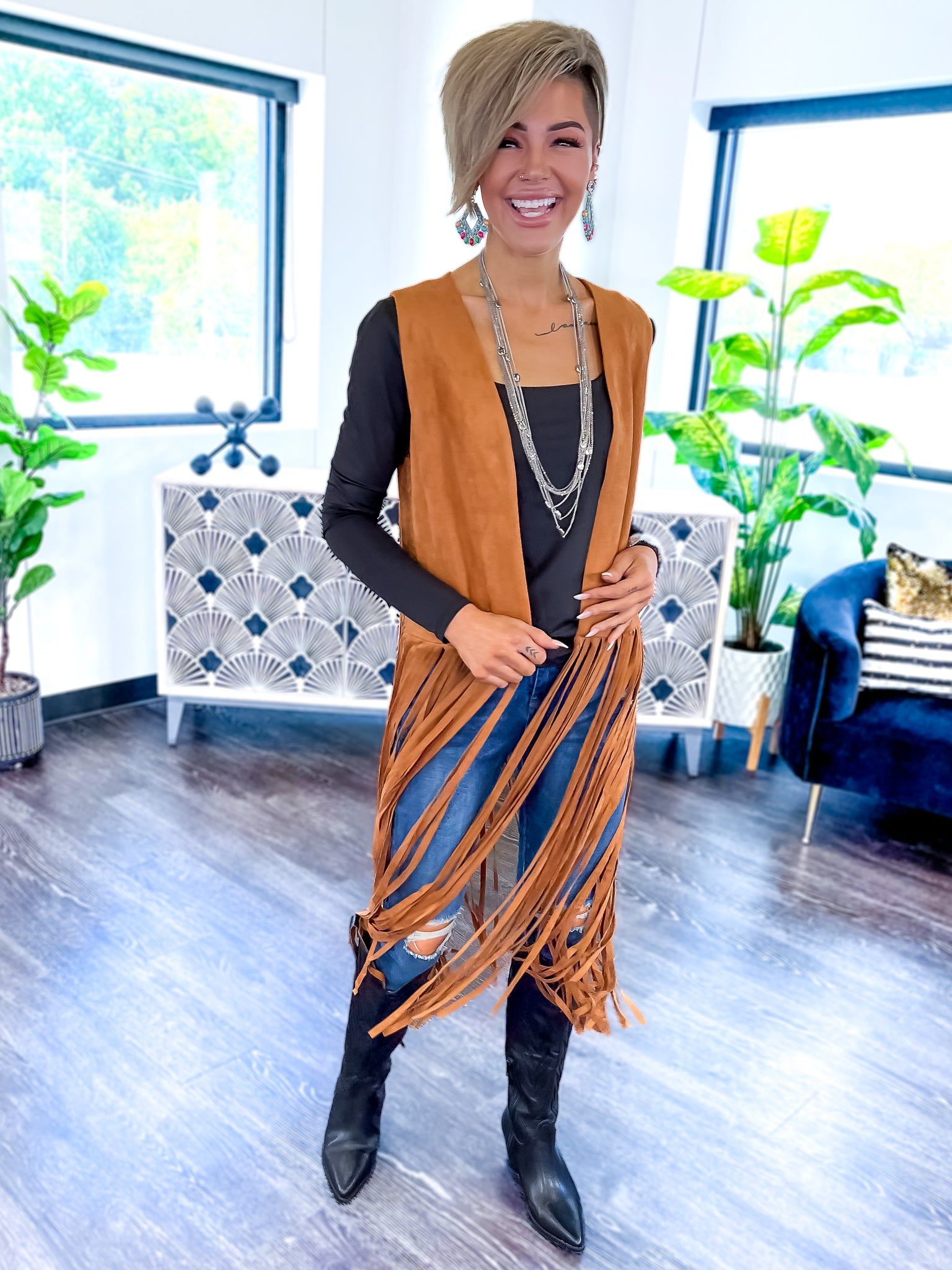 Camel Suede Fringe Vest sold by ZZs product image thumbnail 4