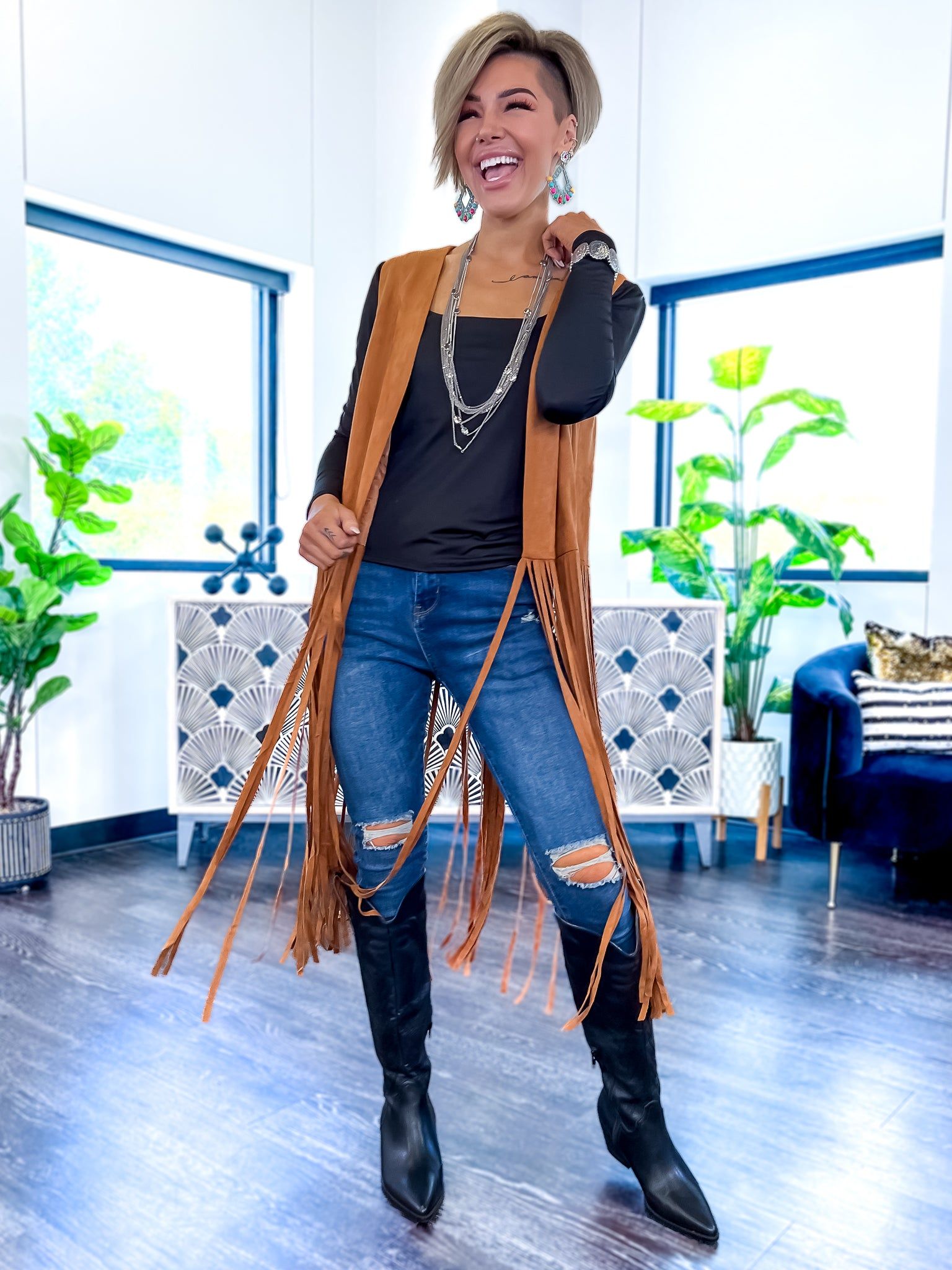 Camel Suede Fringe Vest sold by ZZs product image thumbnail 2