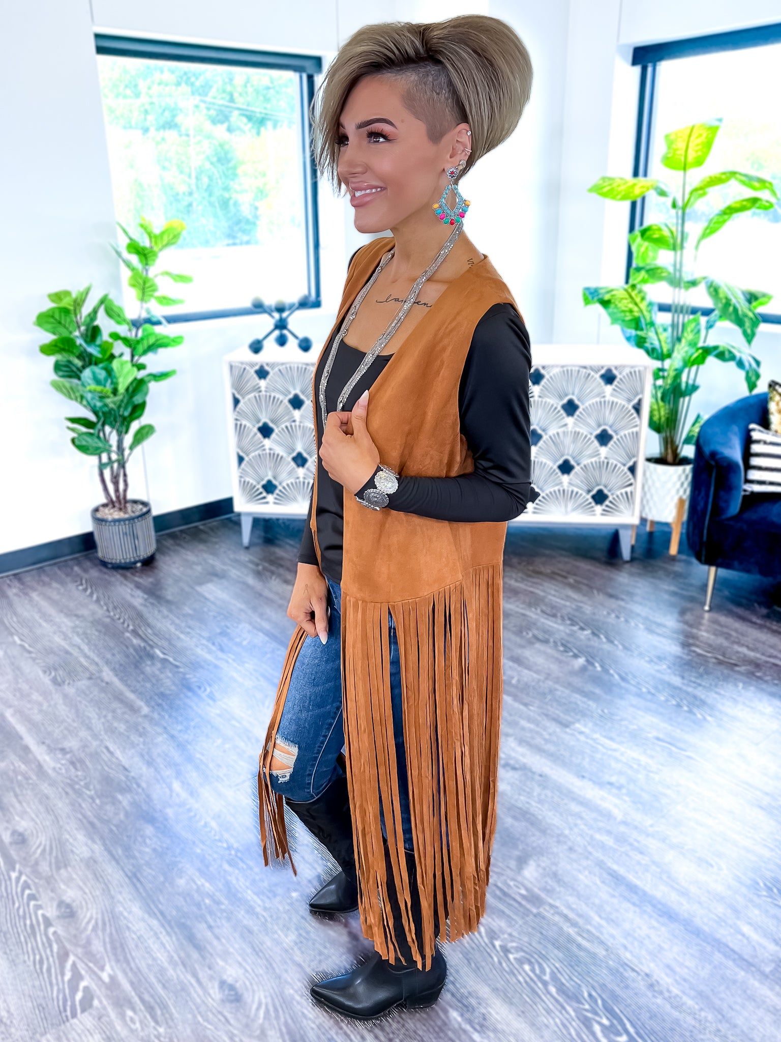 Camel Suede Fringe Vest sold by ZZs product image thumbnail 3