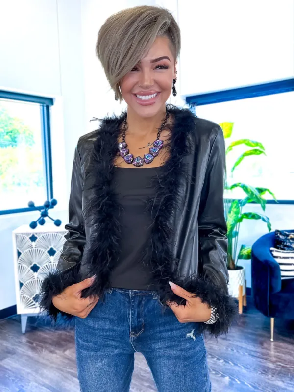 Feather Hem Jacket | Black sold by ZZs