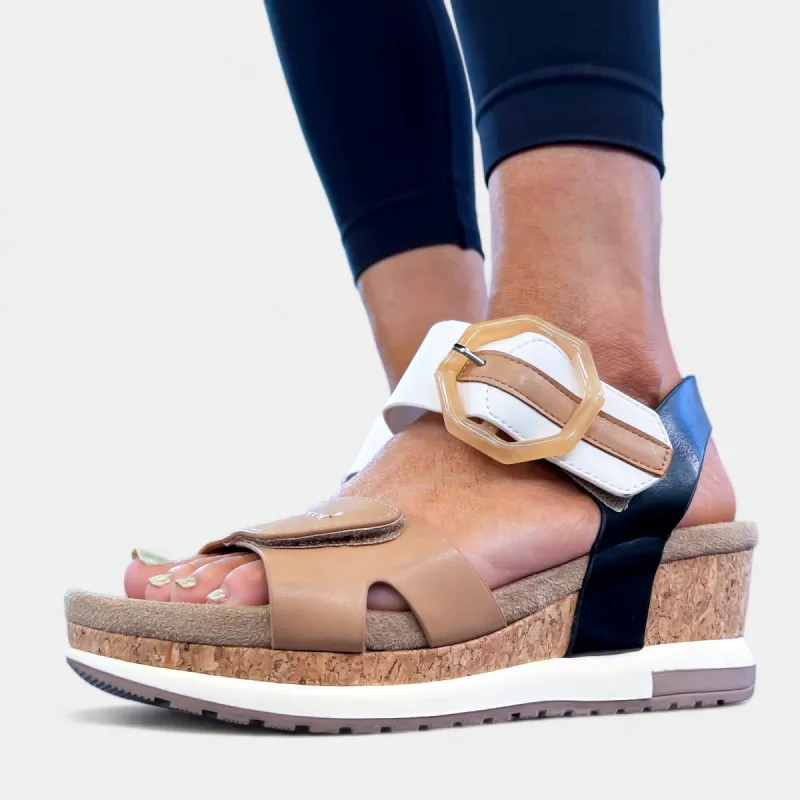 Natural Multi Cork Wedge Sandals sold by ZZs