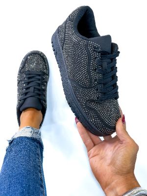 Black Rhinestone Sneakers sold by ZZs