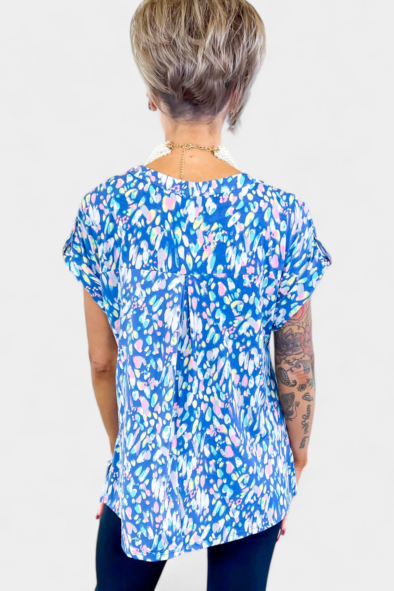 Blue Multi Lizzy Short Sleeve Top sold by ZZs product image thumbnail 5