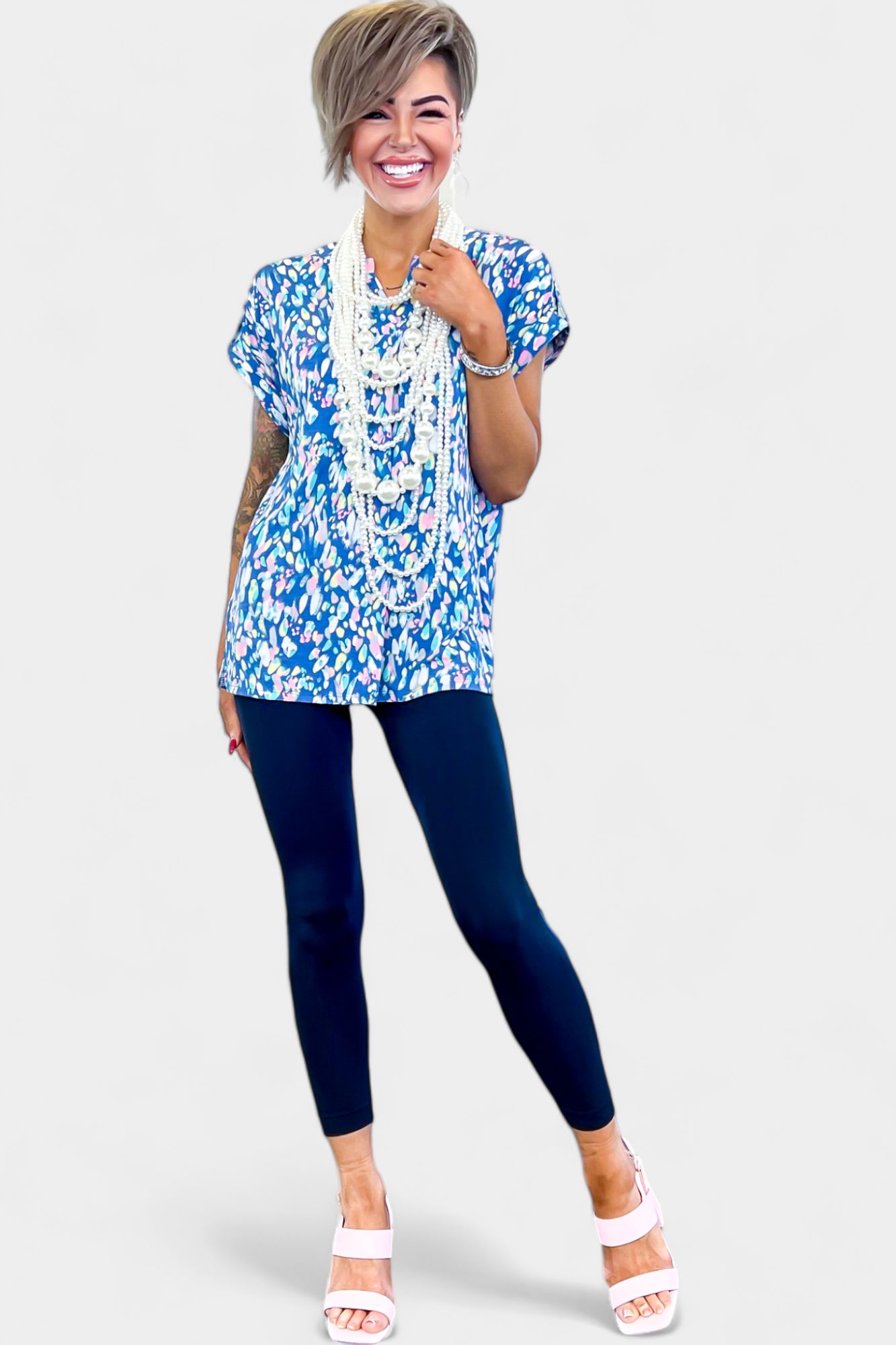 Blue Multi Lizzy Short Sleeve Top sold by ZZs