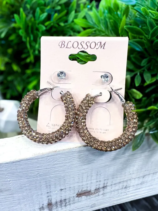 Rhinestone Hoop Earrings | Gold sold by ZZs