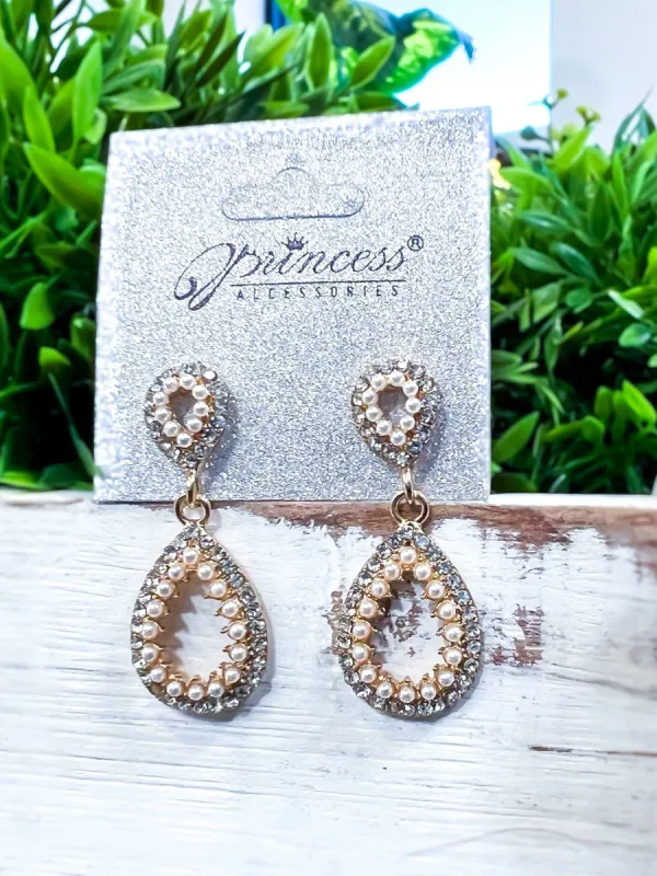 Pearl Rhinestone Earrings | Gold sold by ZZs